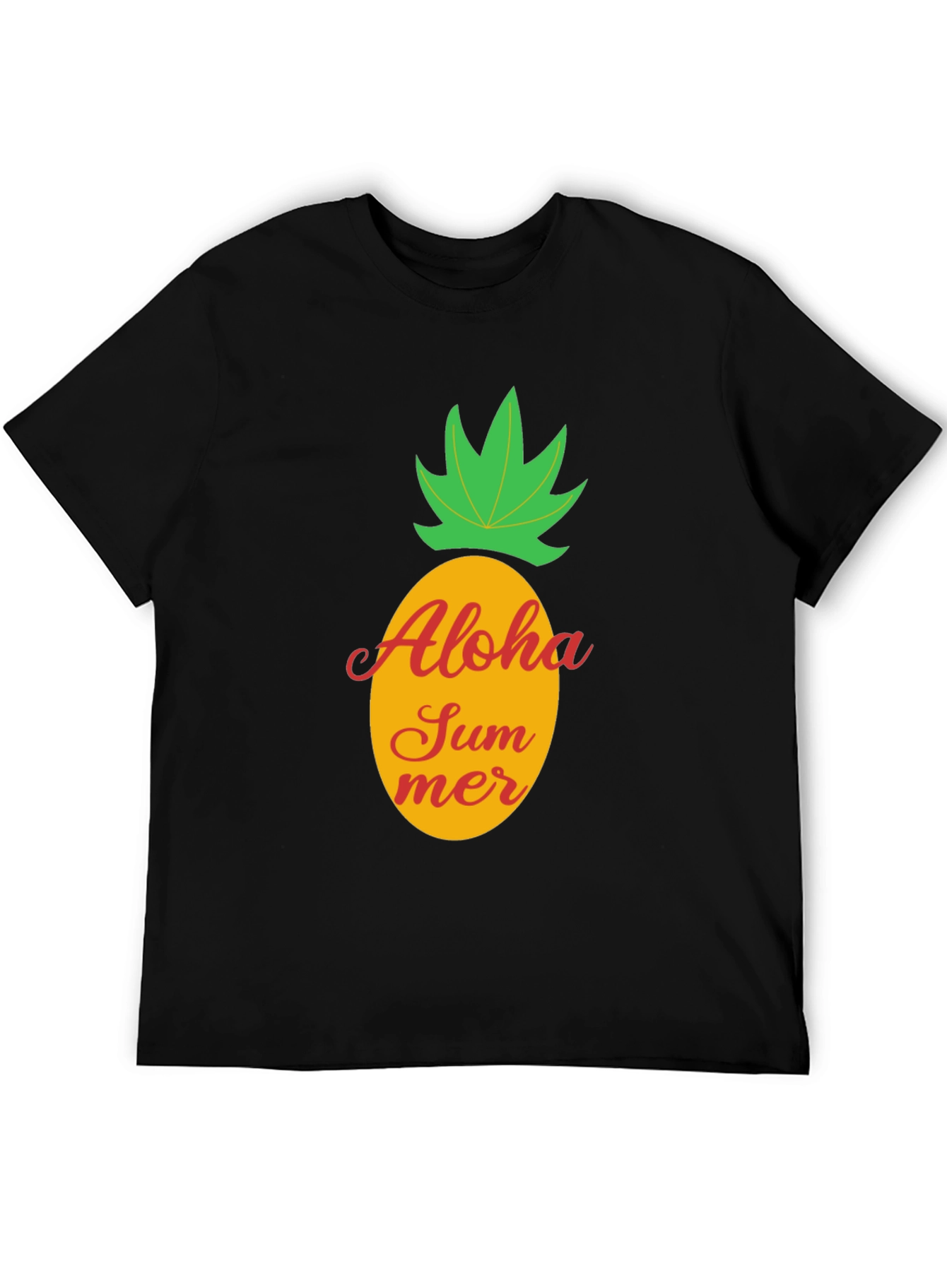 Aloha Summer Pineapple Graphic Tee - Black Cotton T-Shirt