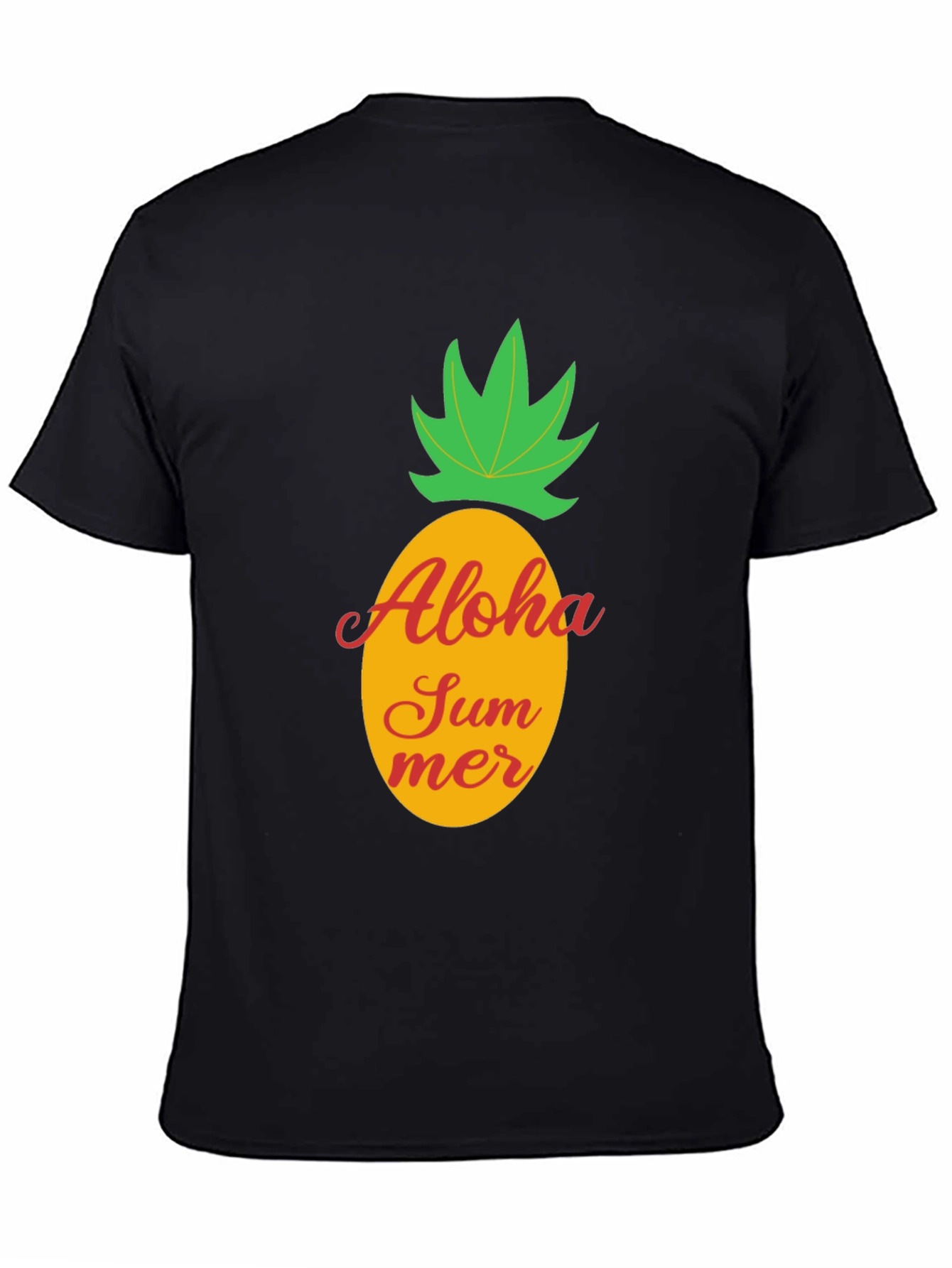 Aloha Summer Pineapple Graphic Tee - Black Cotton T-Shirt