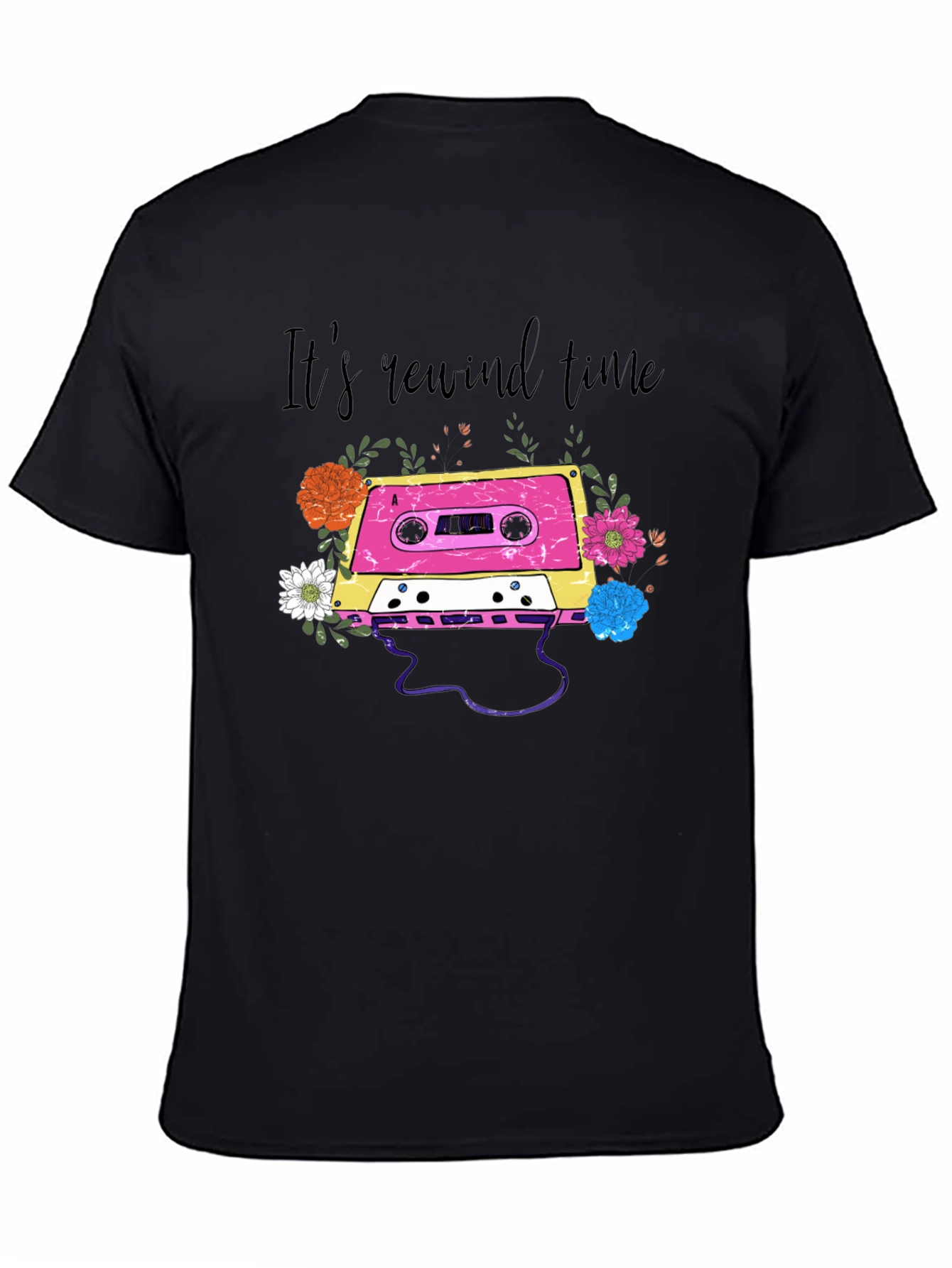 Retro Cassette Tape Floral Graphic Tee