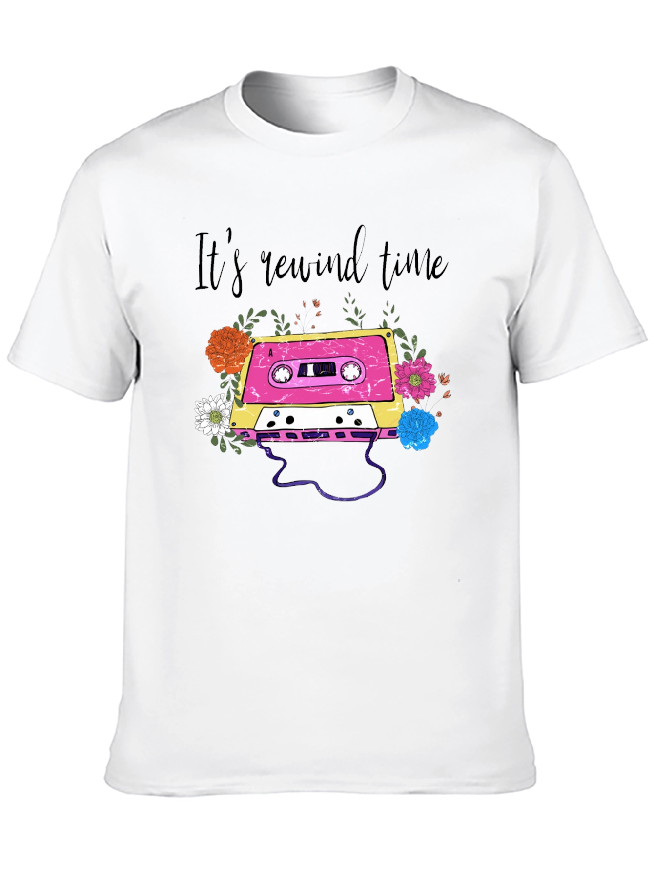 Retro Cassette Tape Floral Graphic Tee