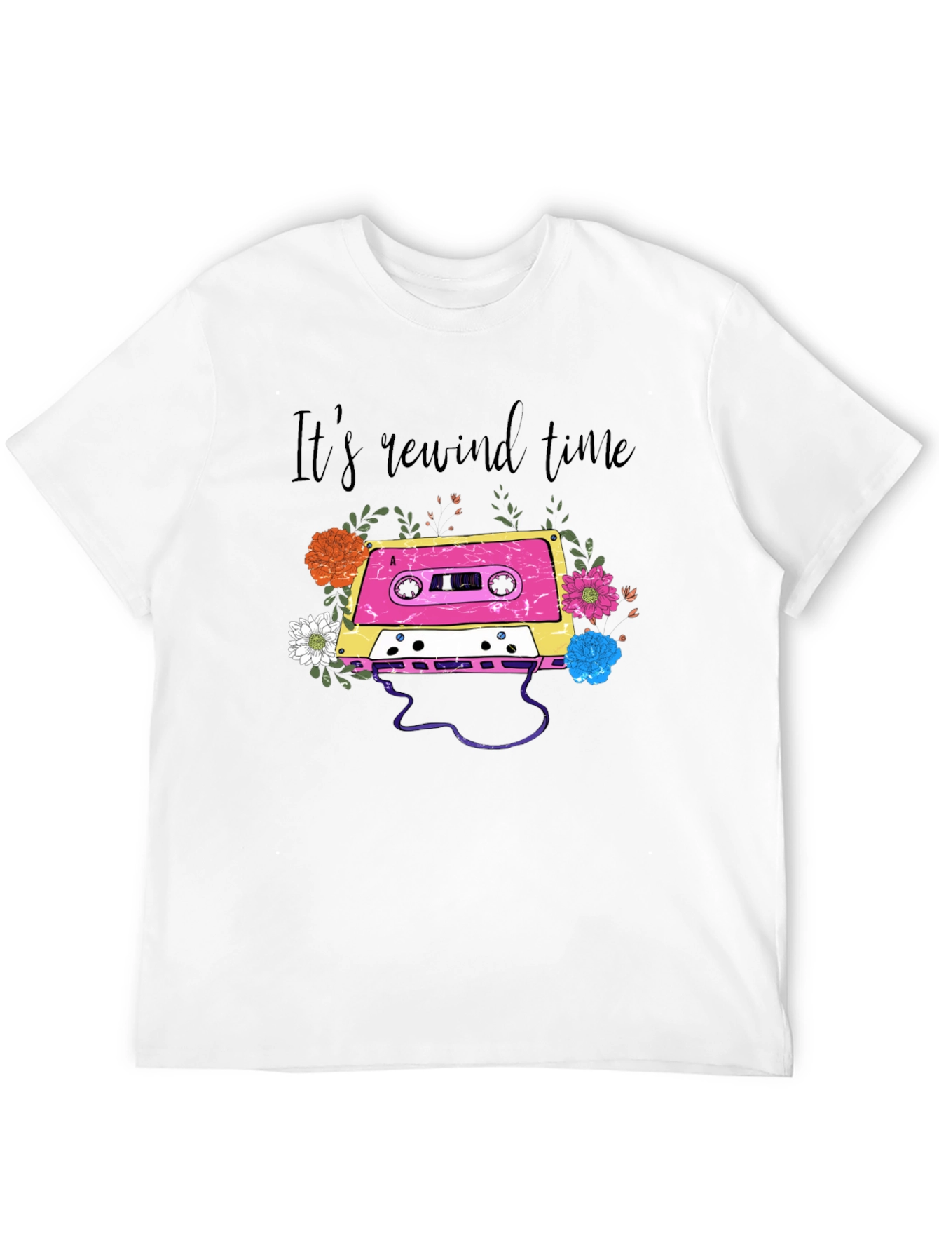 Retro Cassette Tape Floral Graphic Tee