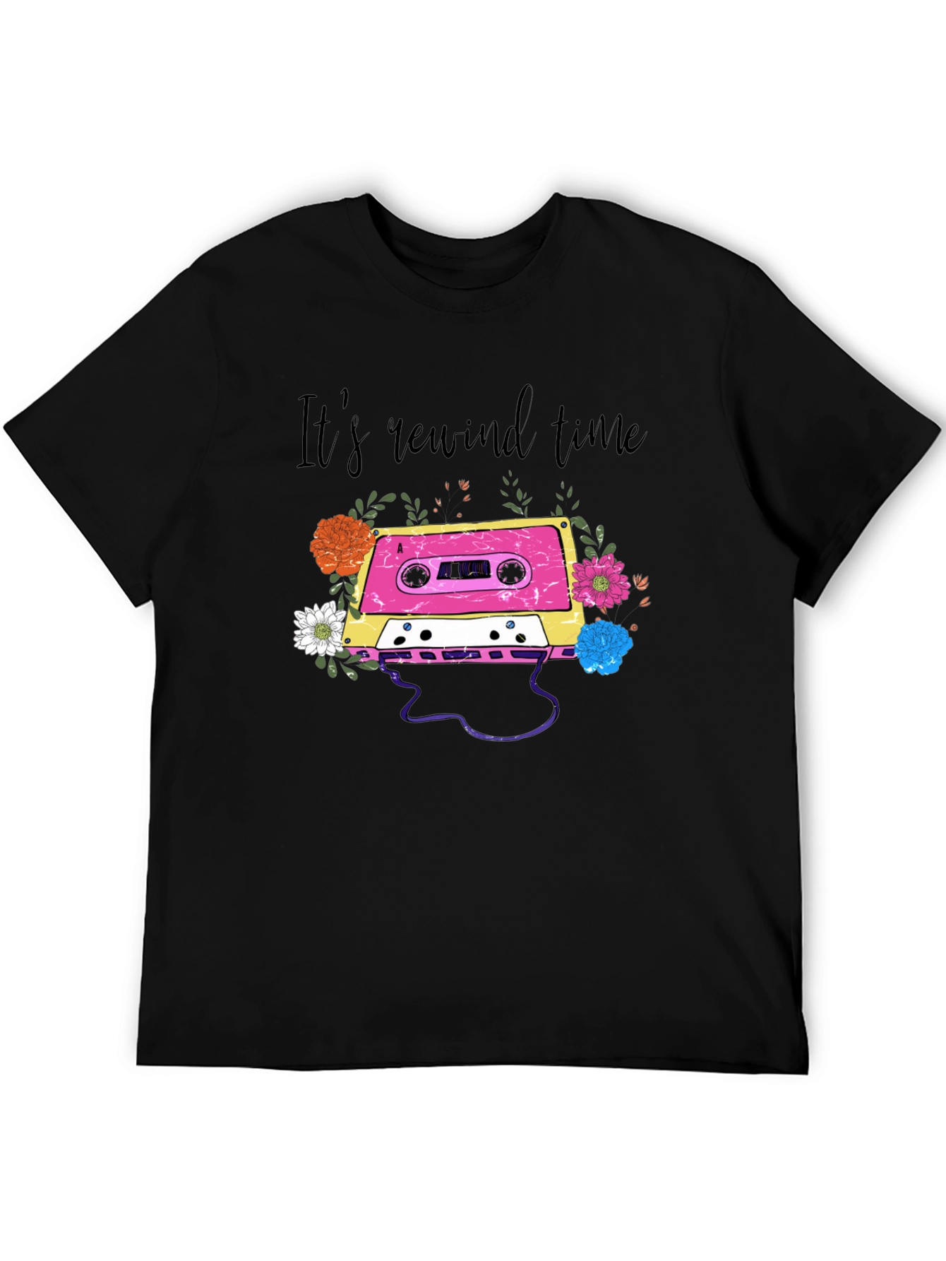 Retro Cassette Tape Floral Graphic Tee