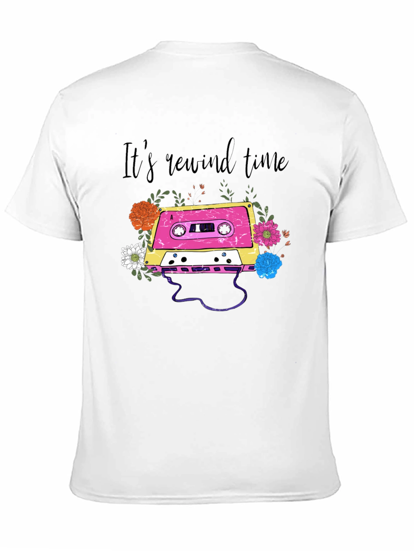 Retro Cassette Tape Floral Graphic Tee