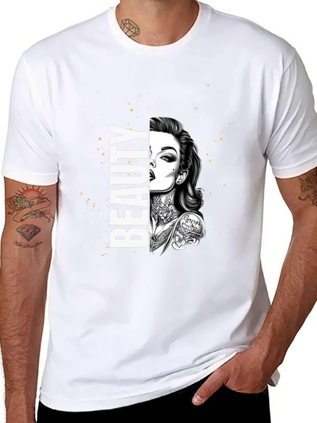 Beauty Tattoo Graphic T-Shirt - Trendy Tee