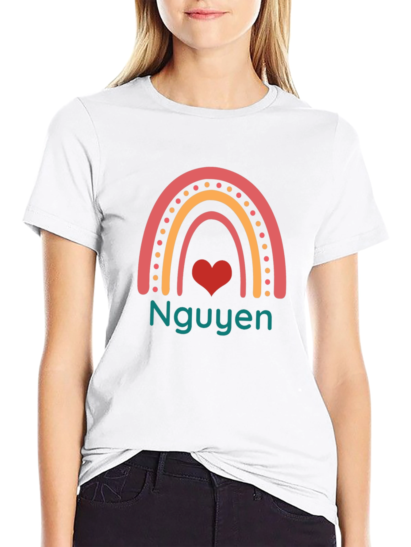 Nguyen Rainbow Heart Black T-Shirt