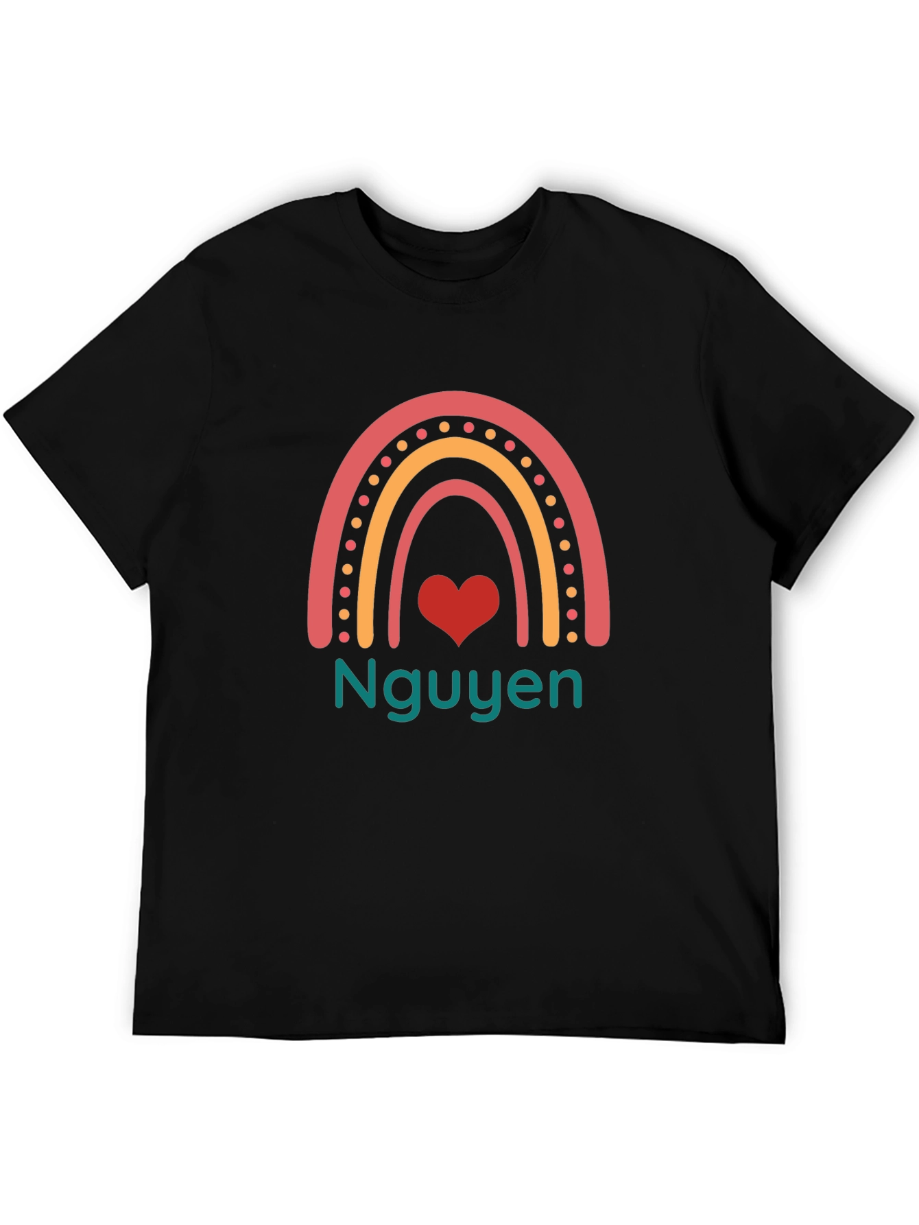 Nguyen Rainbow Heart Black T-Shirt