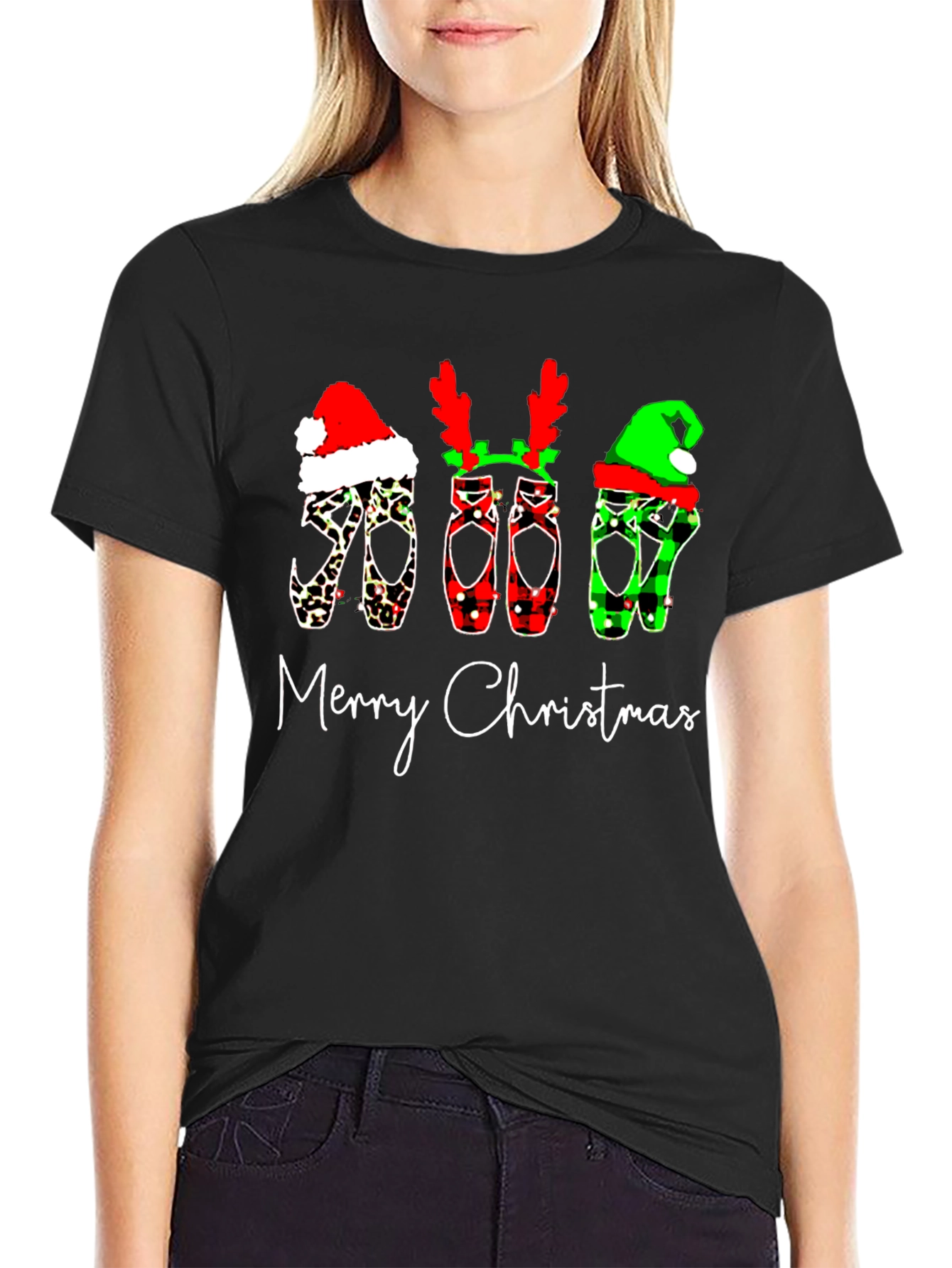 Merry Christmas Ballet Shoes Graphic Tee