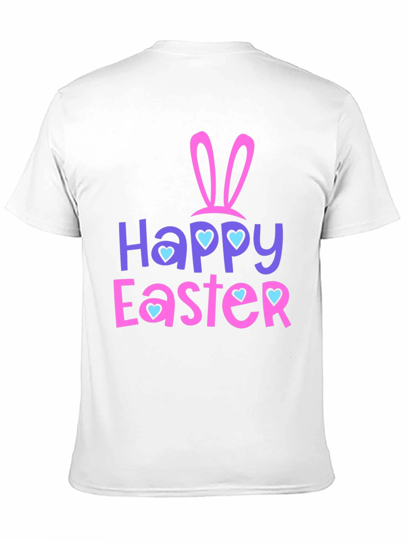 Happy Easter T-Shirt with Bunny Ears and Heart Accents