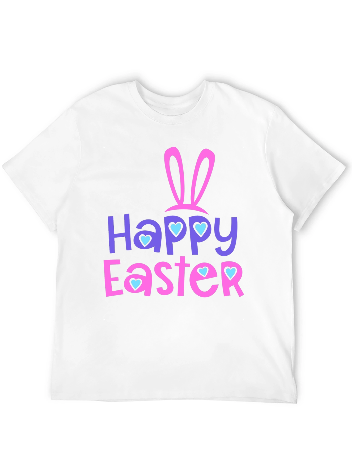 Happy Easter T-Shirt with Bunny Ears and Heart Accents