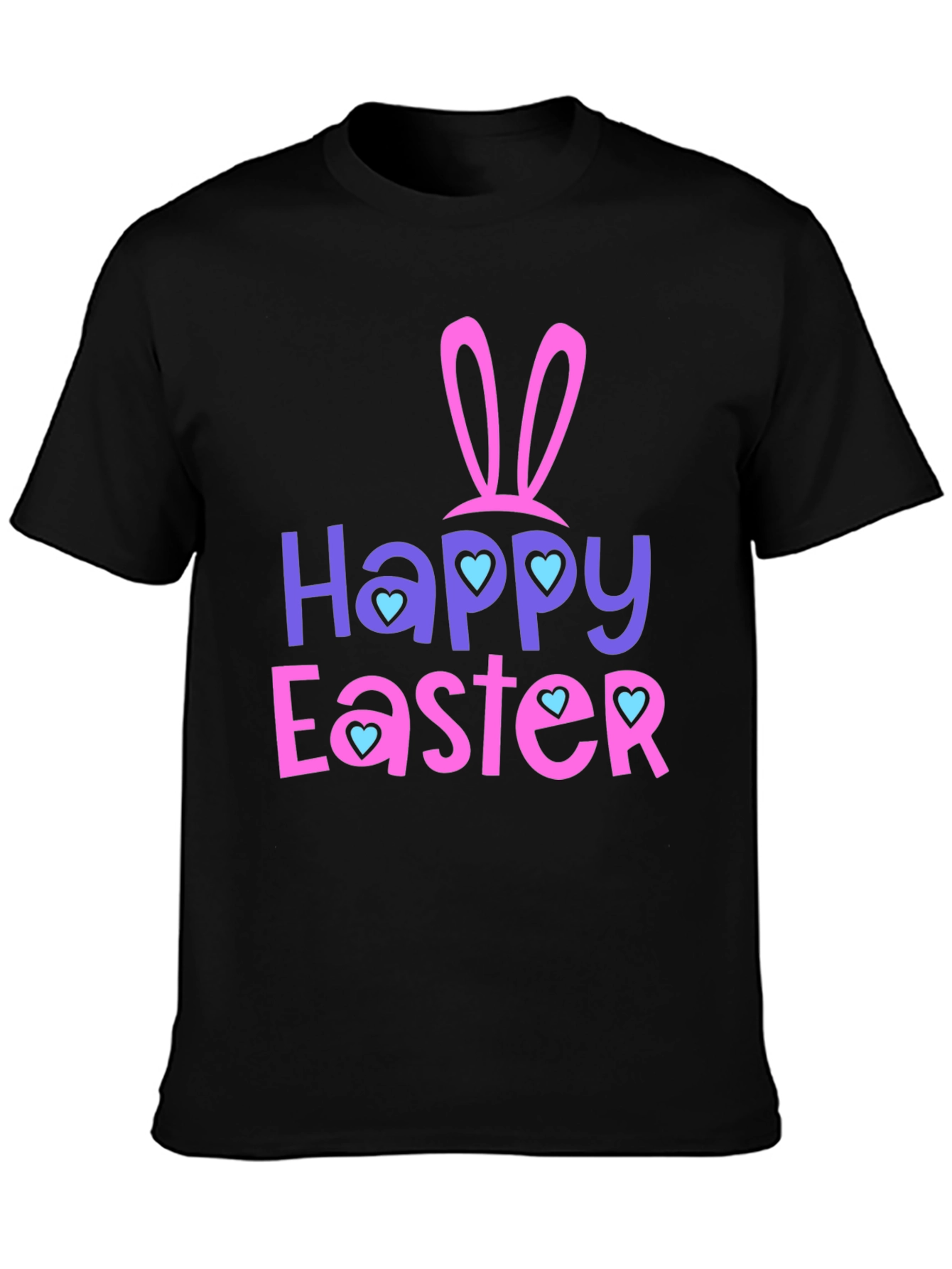 Happy Easter T-Shirt with Bunny Ears and Heart Accents