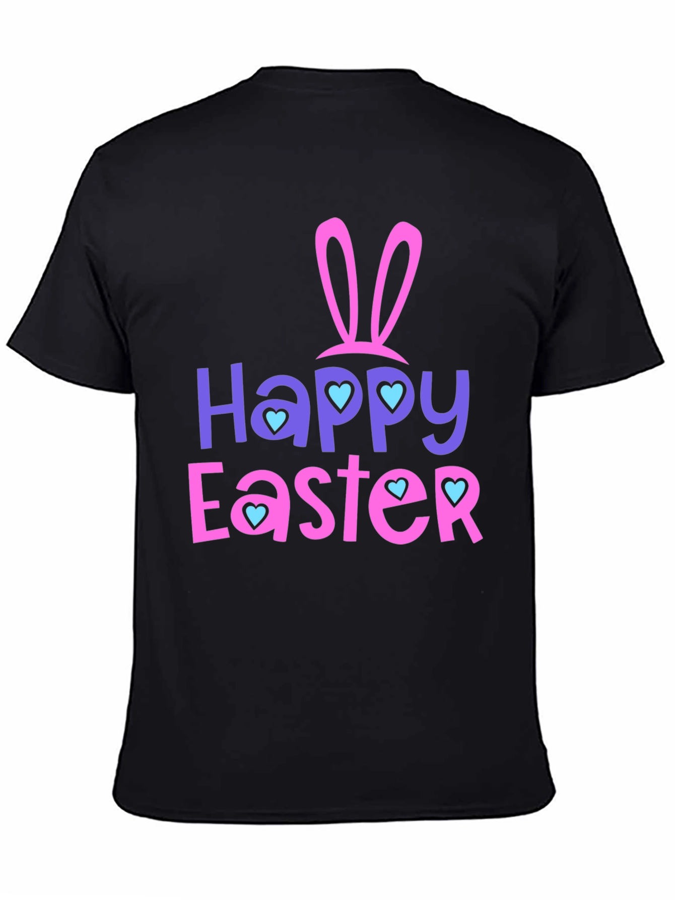 Happy Easter T-Shirt with Bunny Ears and Heart Accents