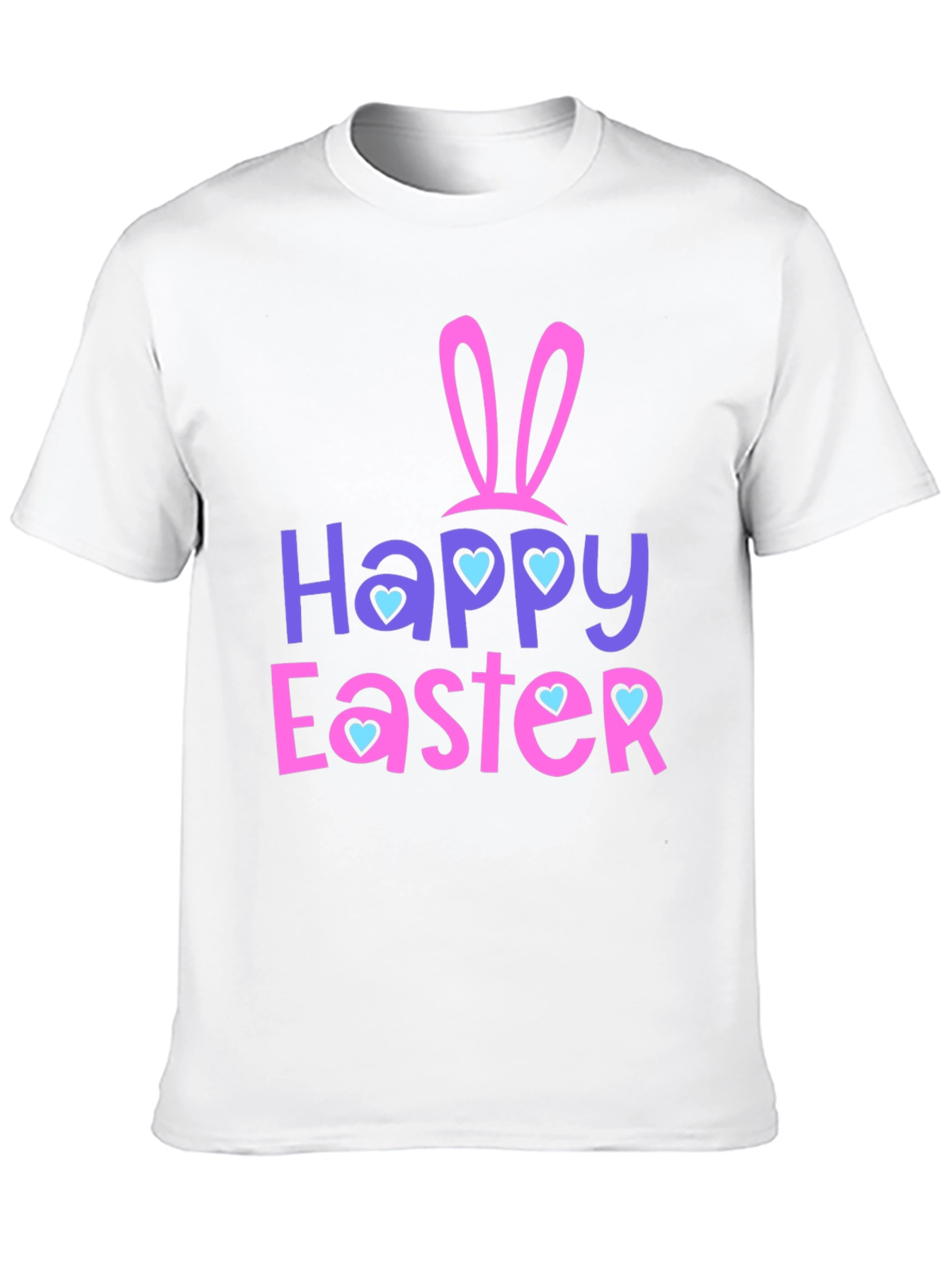 Happy Easter T-Shirt with Bunny Ears and Heart Accents