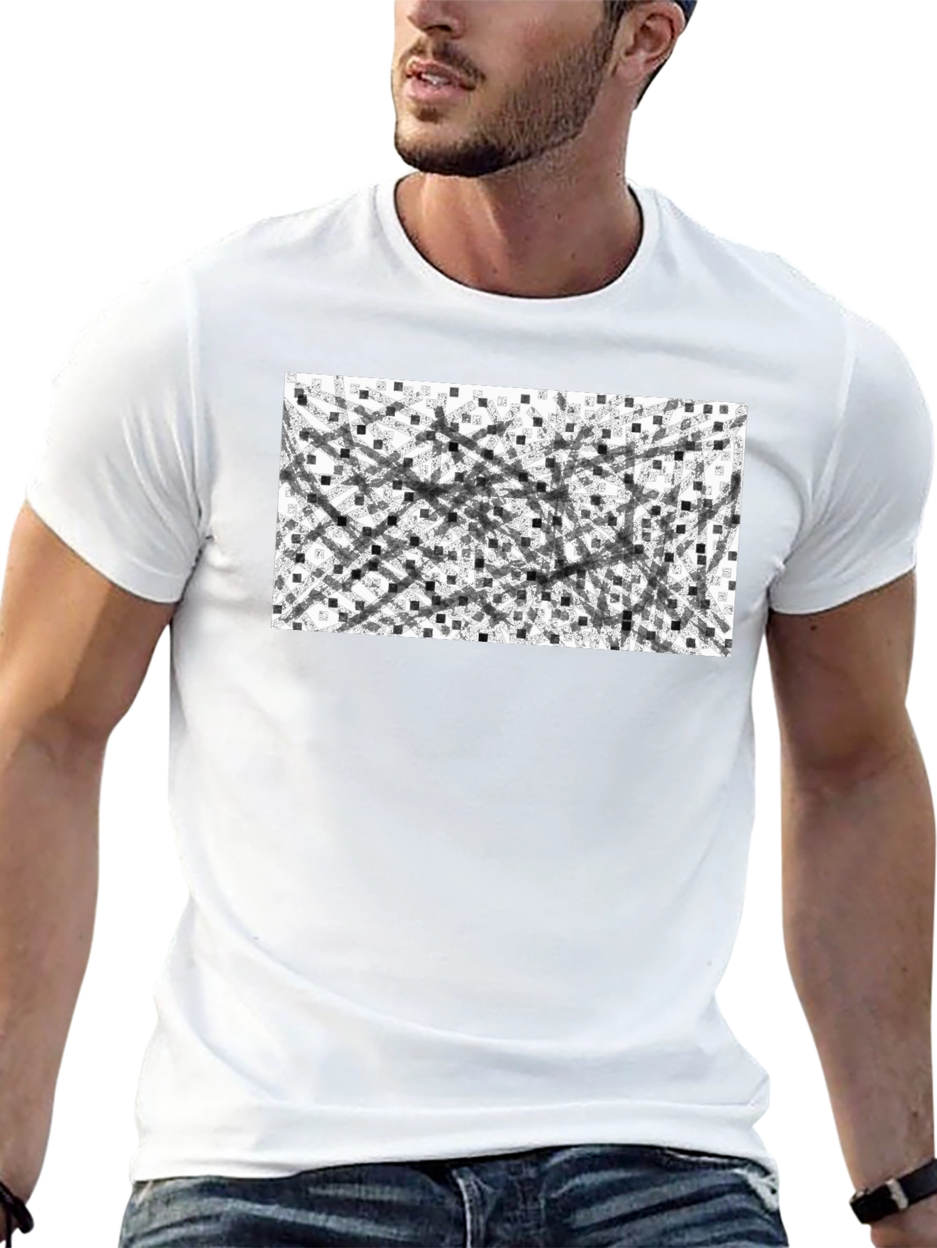 Abstract Geometric Pattern Black T-Shirt
