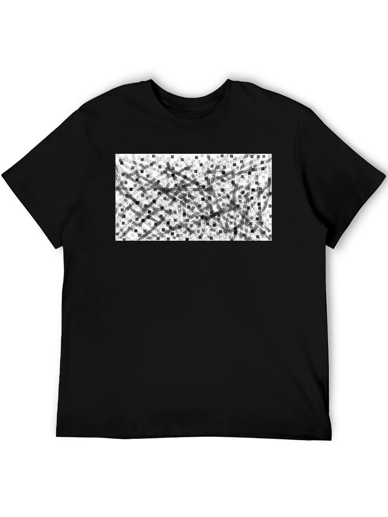 Abstract Geometric Pattern Black T-Shirt