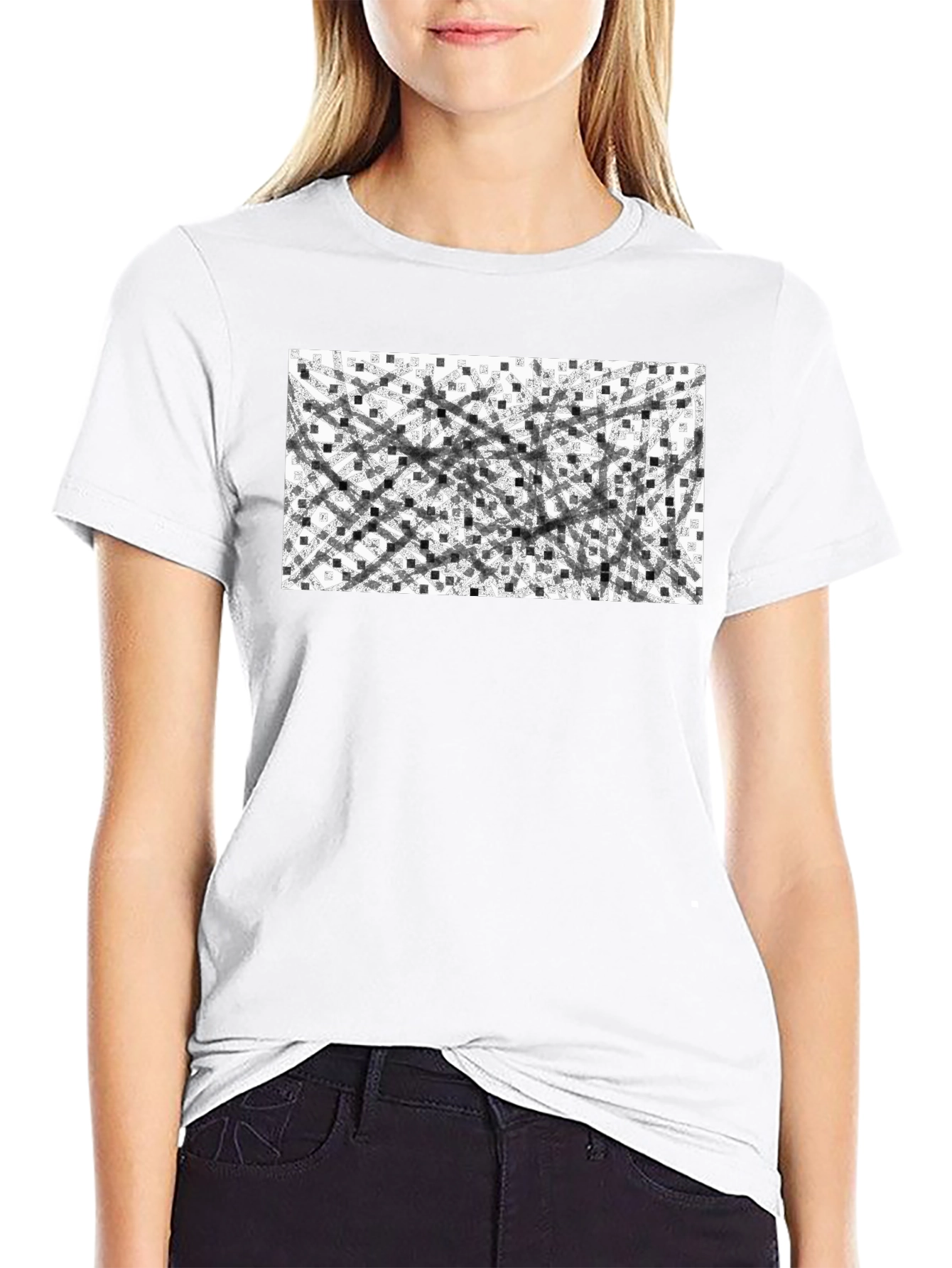 Abstract Geometric Pattern Black T-Shirt