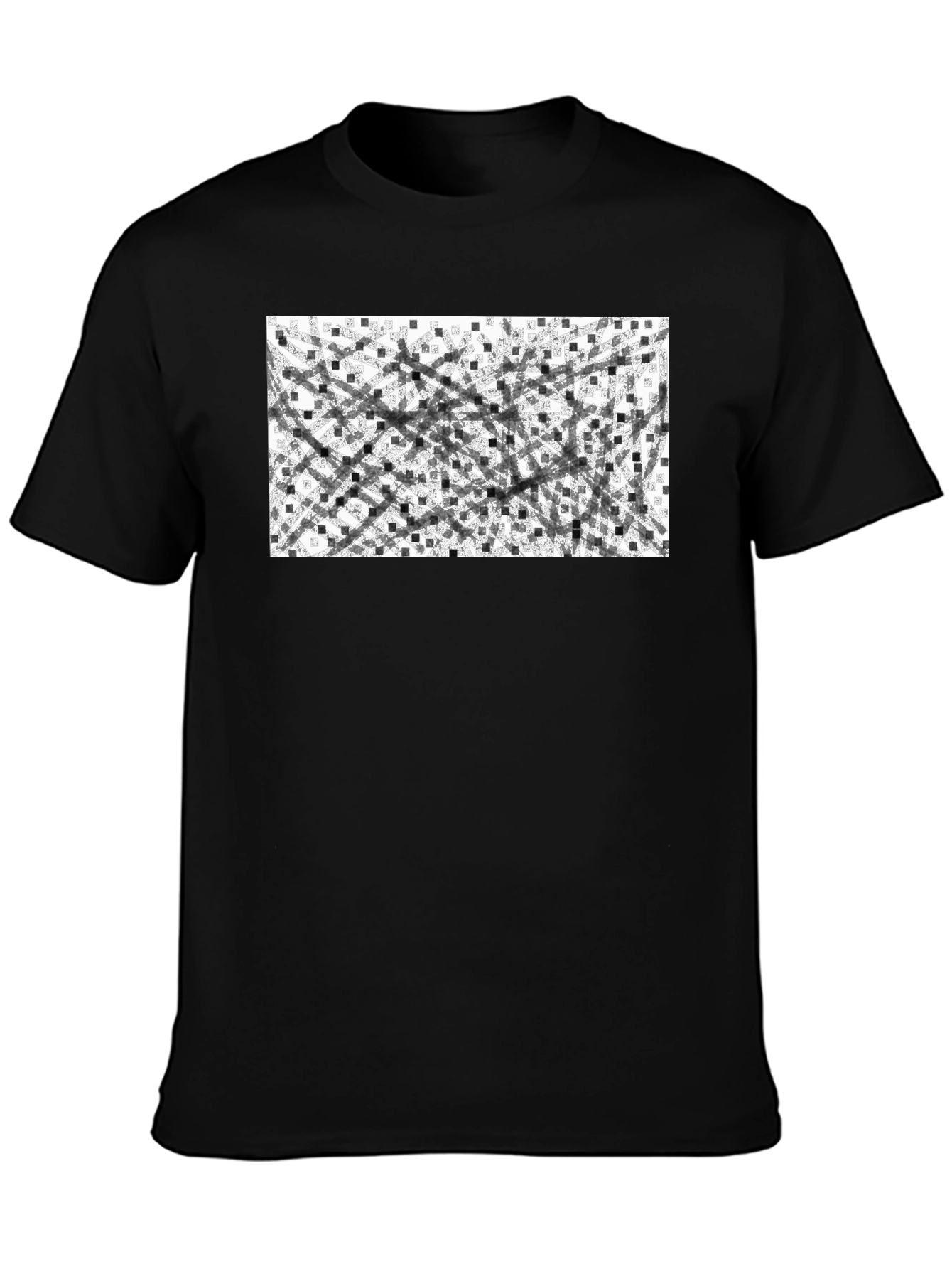 Abstract Geometric Pattern Black T-Shirt