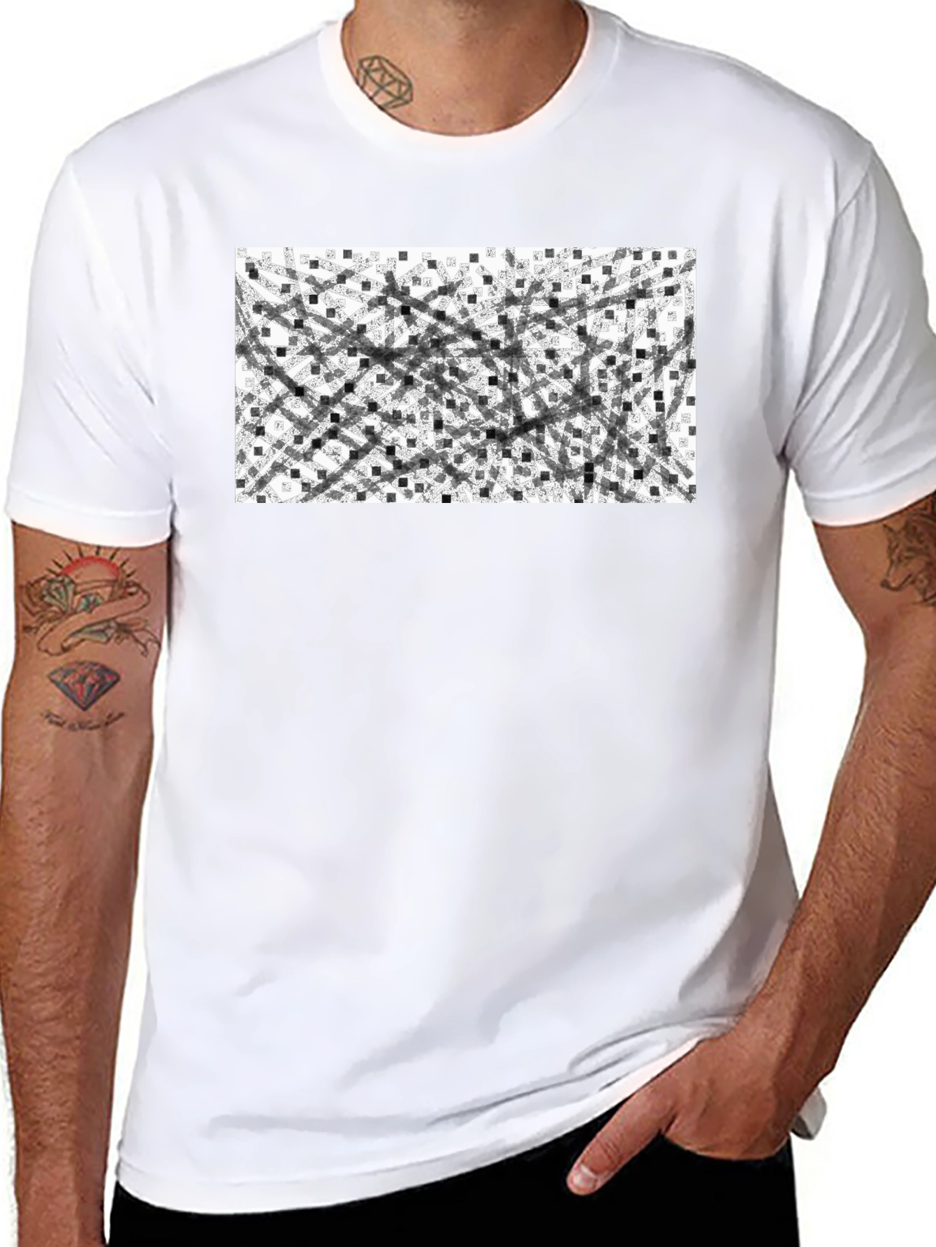 Abstract Geometric Pattern Black T-Shirt