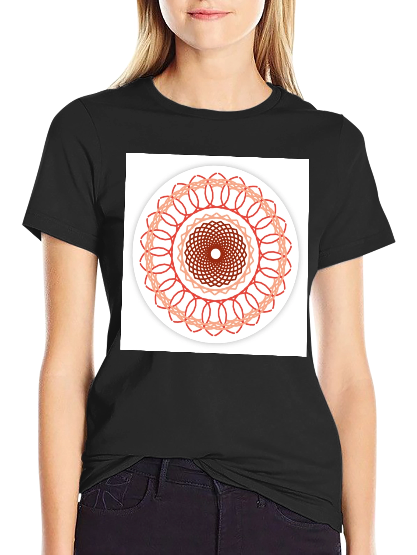 Geometric Mandala Graphic Tee - Stylish Black T-Shirt