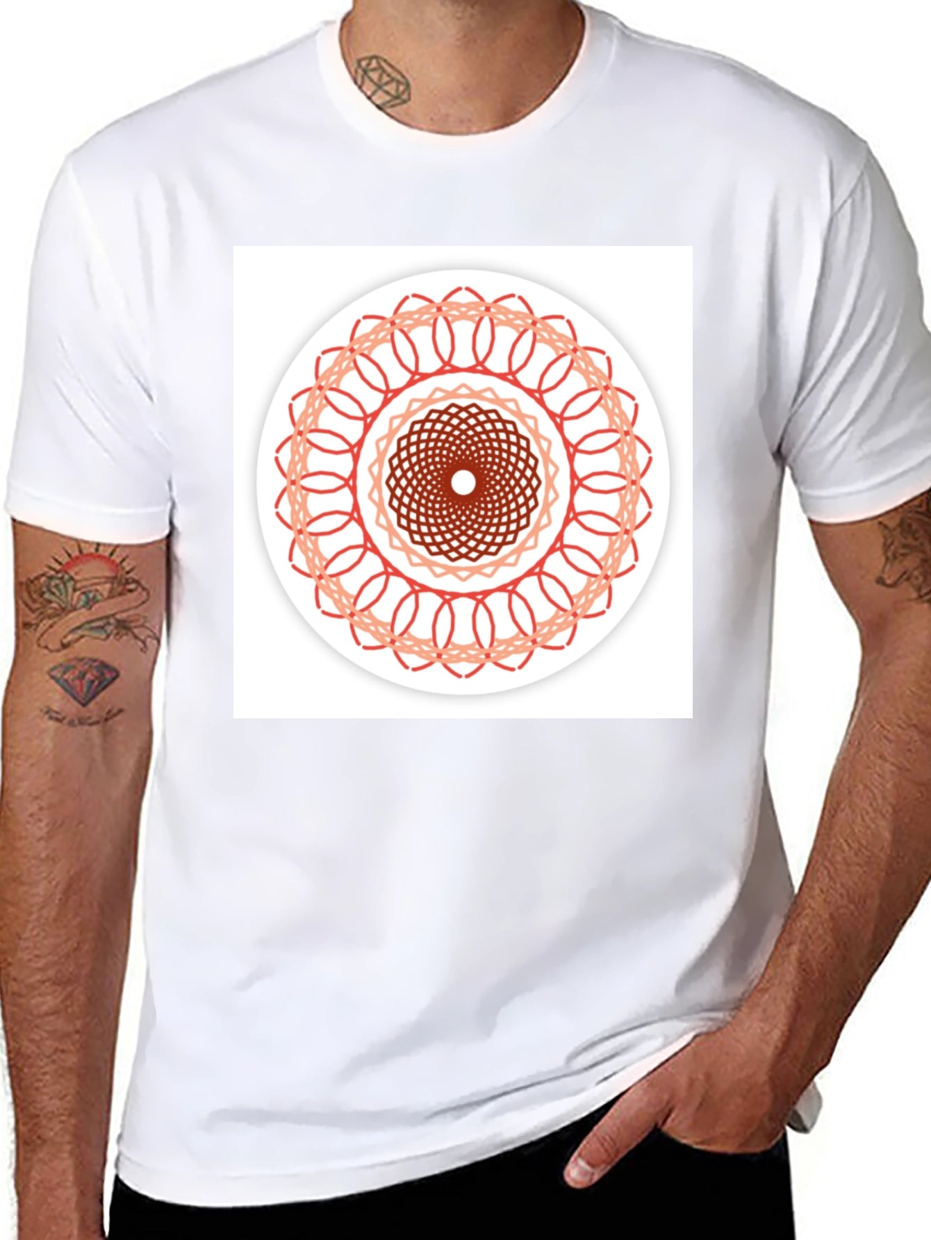 Geometric Mandala Graphic Tee - Stylish Black T-Shirt