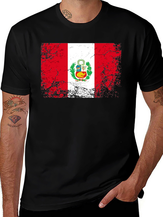 Peru Flag T-Shirt - Distressed Graphic Tee