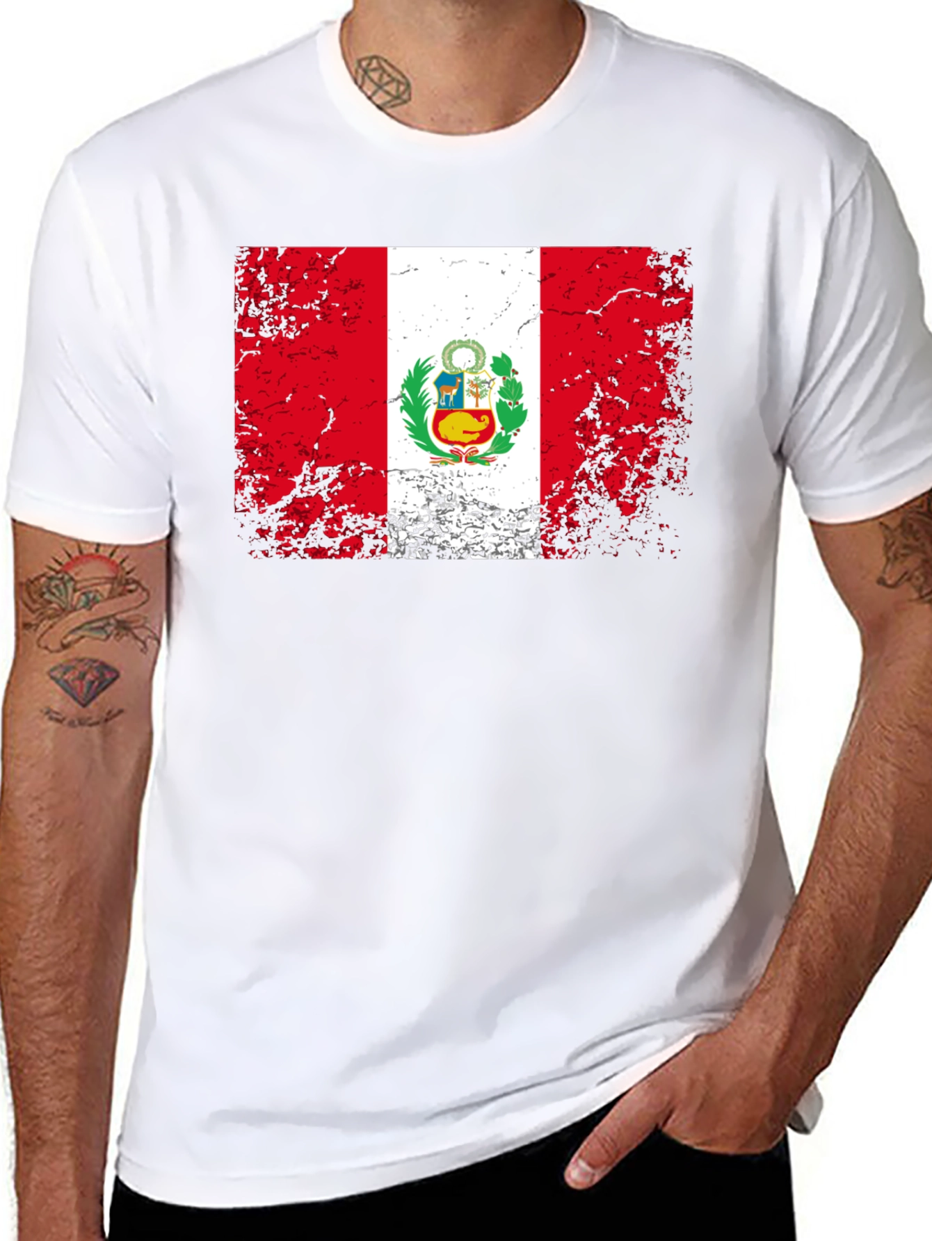 Peru Flag T-Shirt - Distressed Graphic Tee
