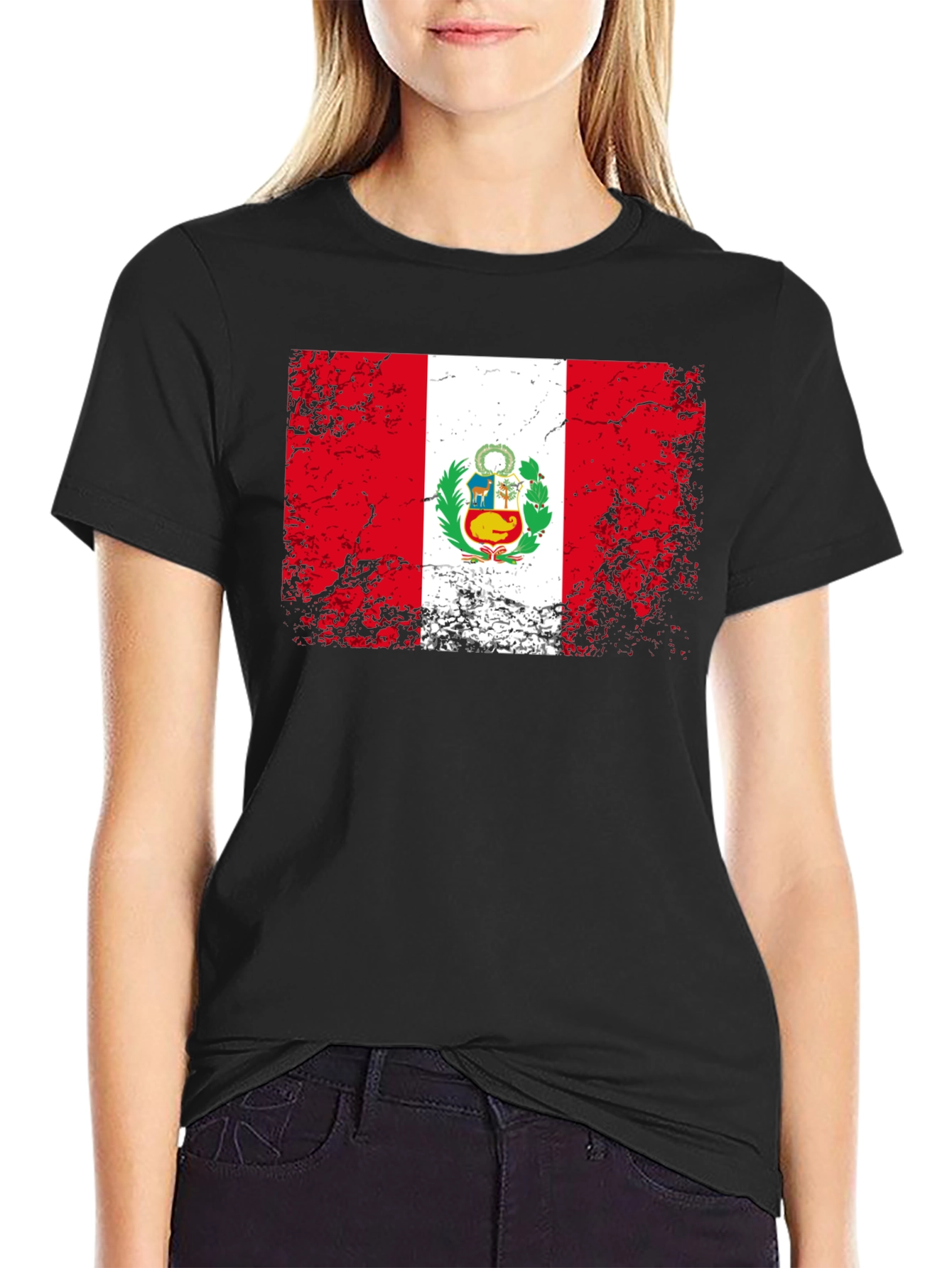 Peru Flag T-Shirt - Distressed Graphic Tee