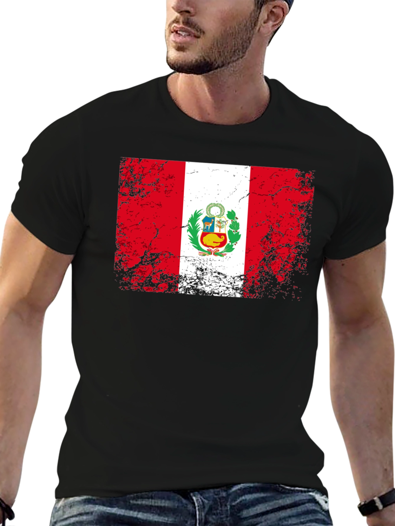 Peru Flag T-Shirt - Distressed Graphic Tee