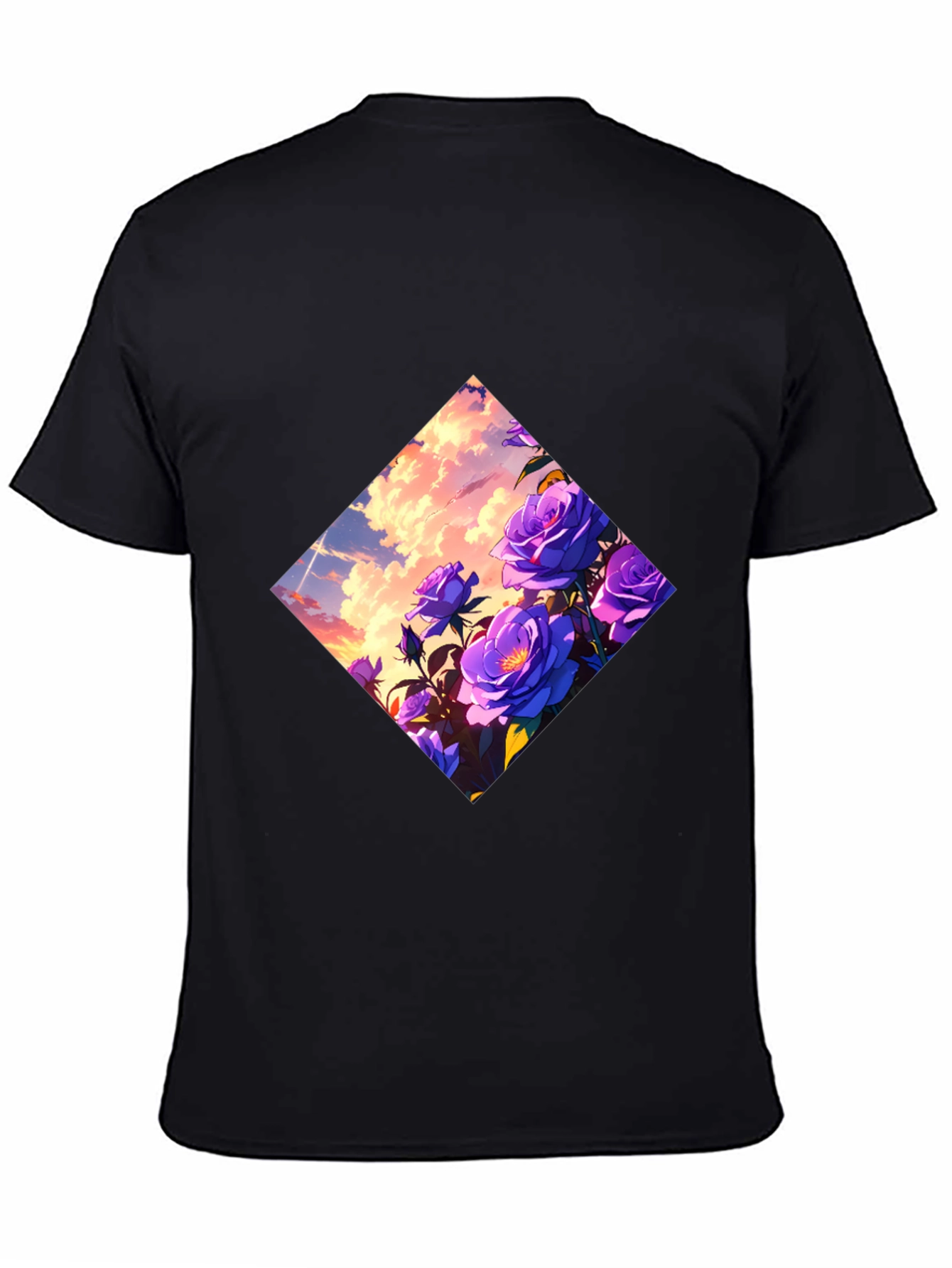 Floral Diamond Graphic Tee - Black