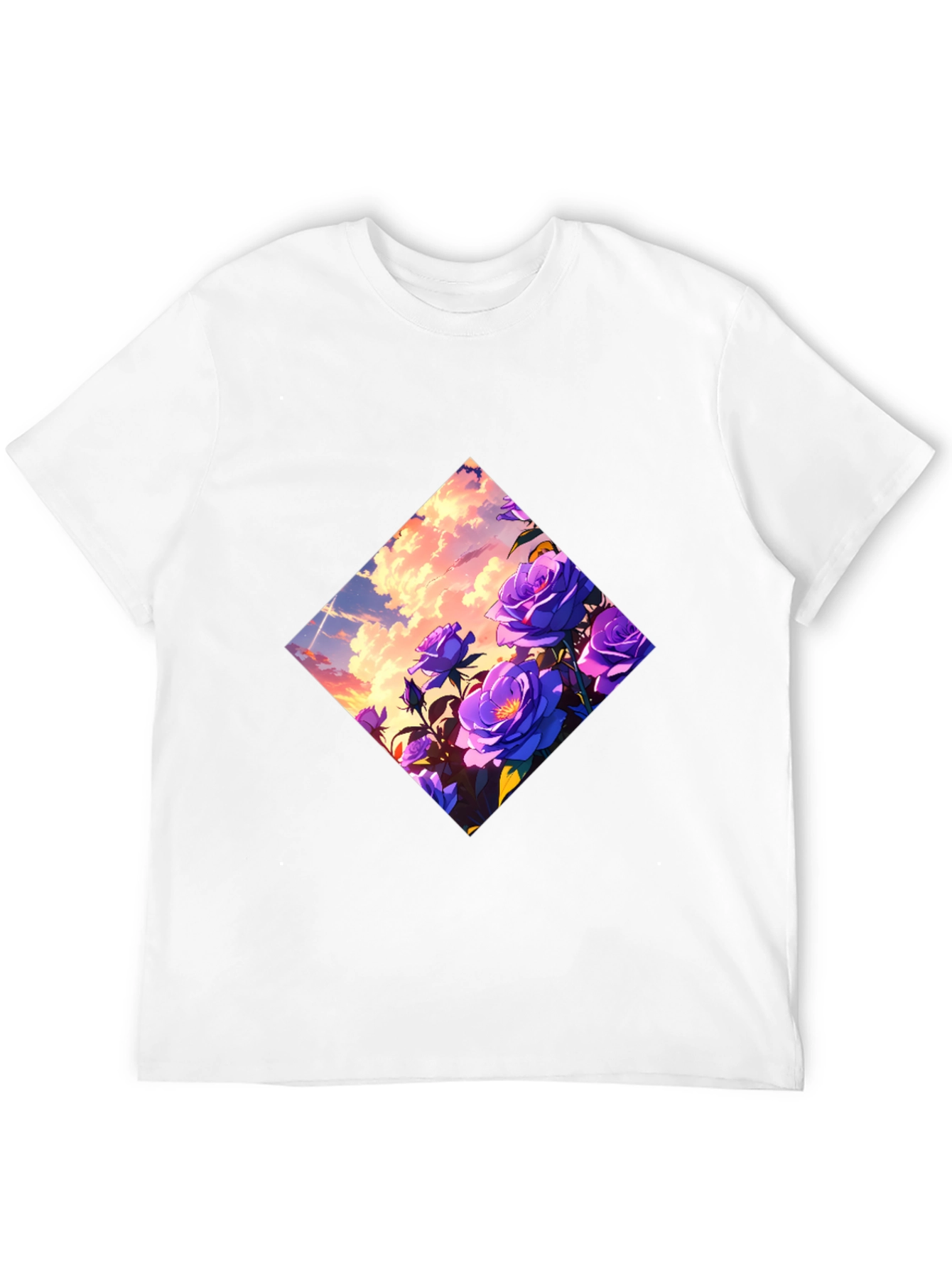 Floral Diamond Graphic Tee - Black