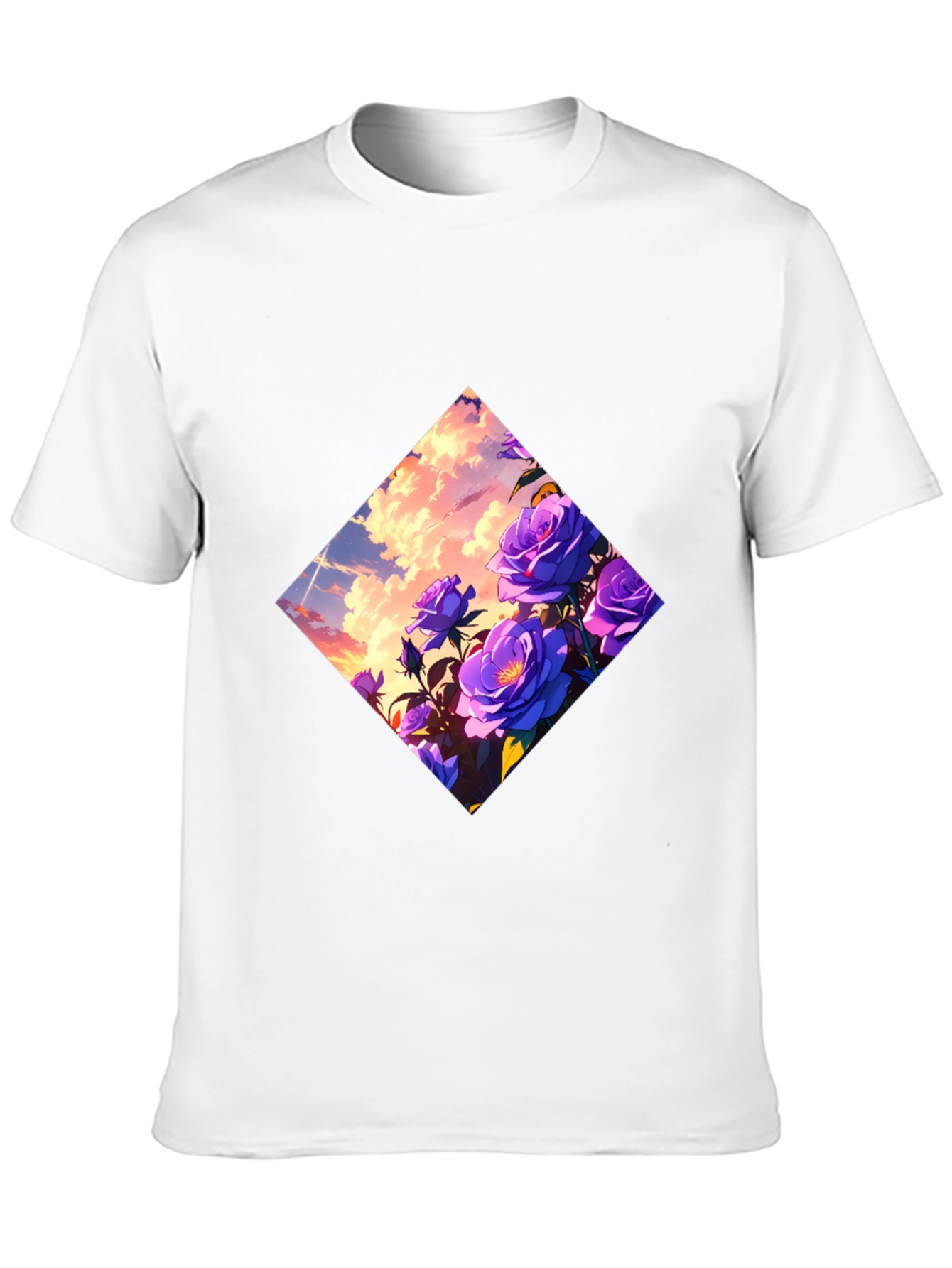 Floral Diamond Graphic Tee - Black