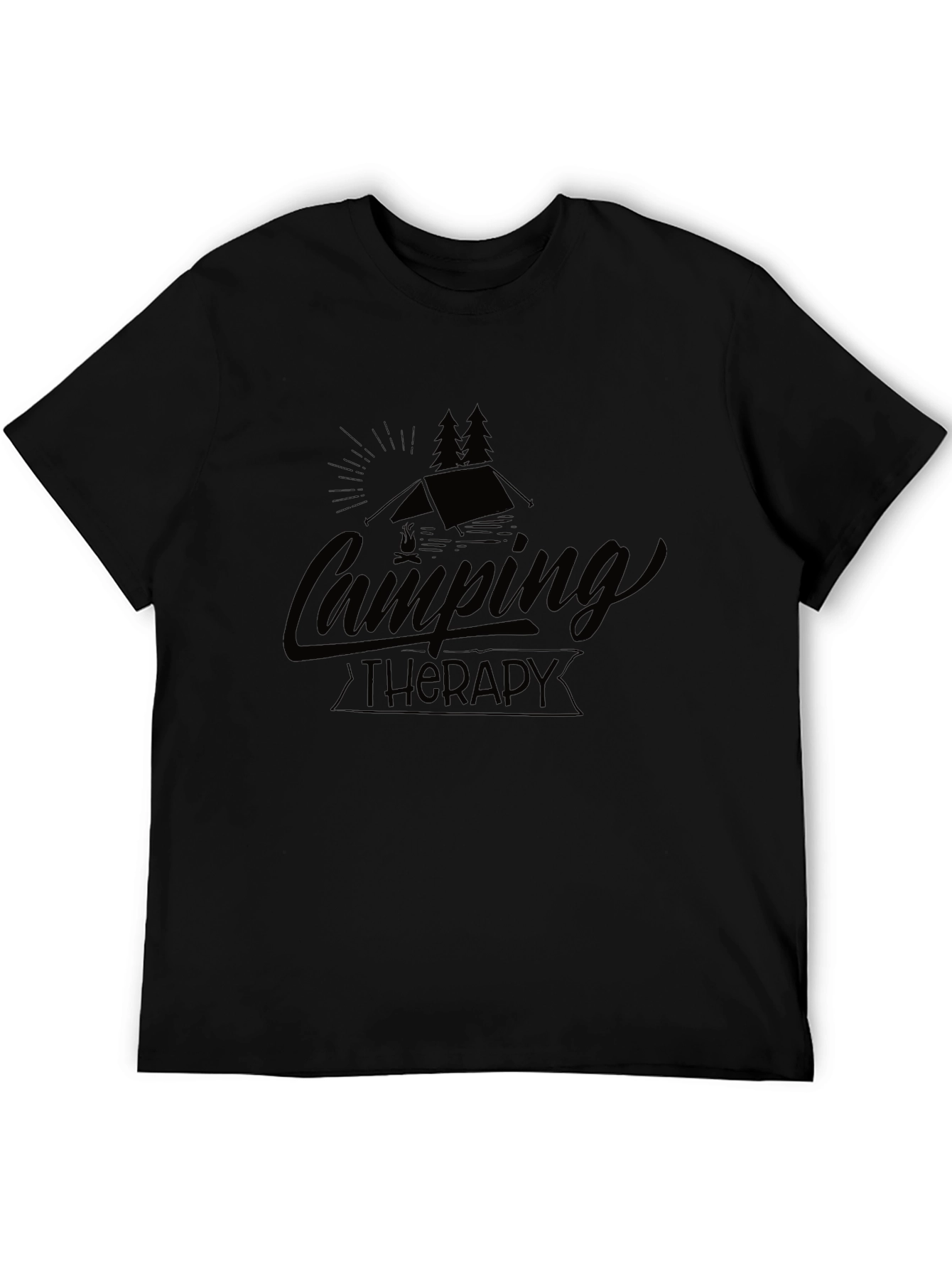 Camping Therapy Graphic Tee - Black