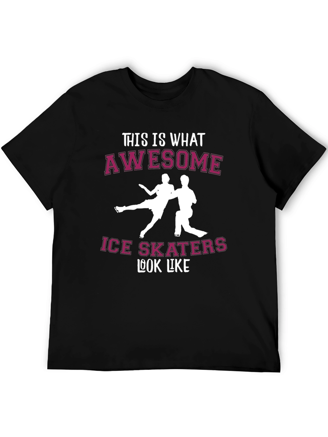 Awesome Ice Skaters Graphic Tee - Black Cotton T-Shirt