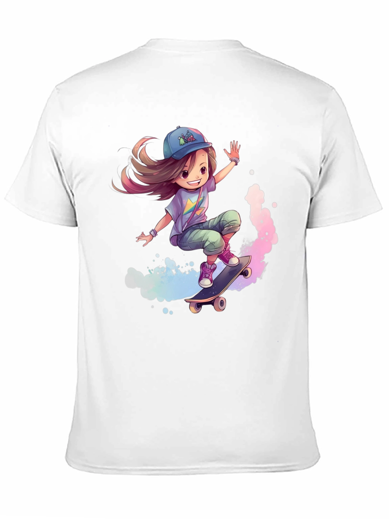 Skateboarding Girl Graphic Tee - Black