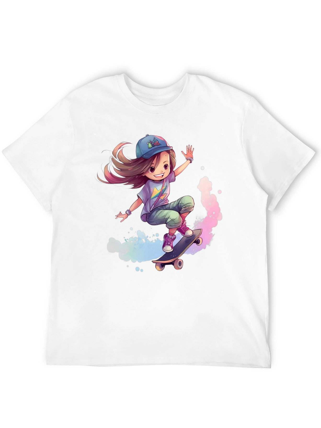 Skateboarding Girl Graphic Tee - Black