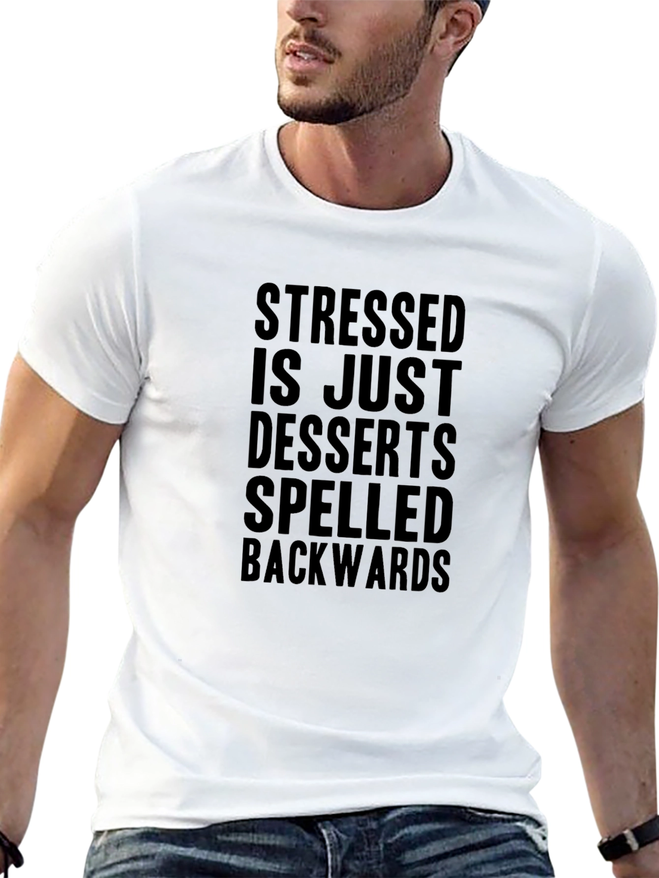 Stressed Desserts Backwards Funny T-Shirt
