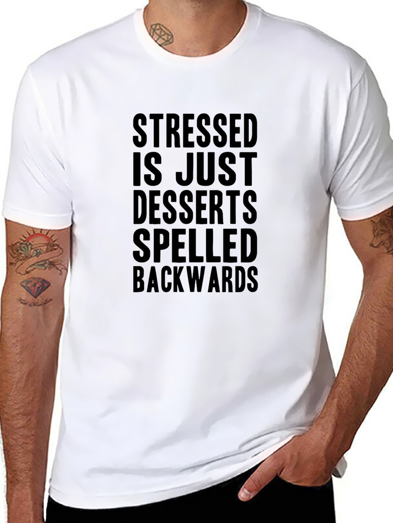 Stressed Desserts Backwards Funny T-Shirt