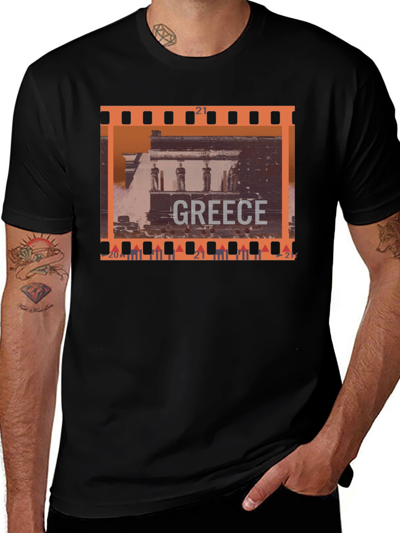 Greece Travel T-Shirt - Black Graphic Tee