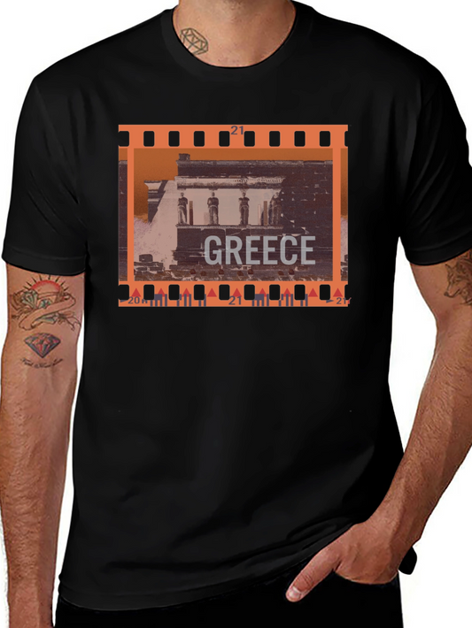 Greece Travel T-Shirt - Black Graphic Tee