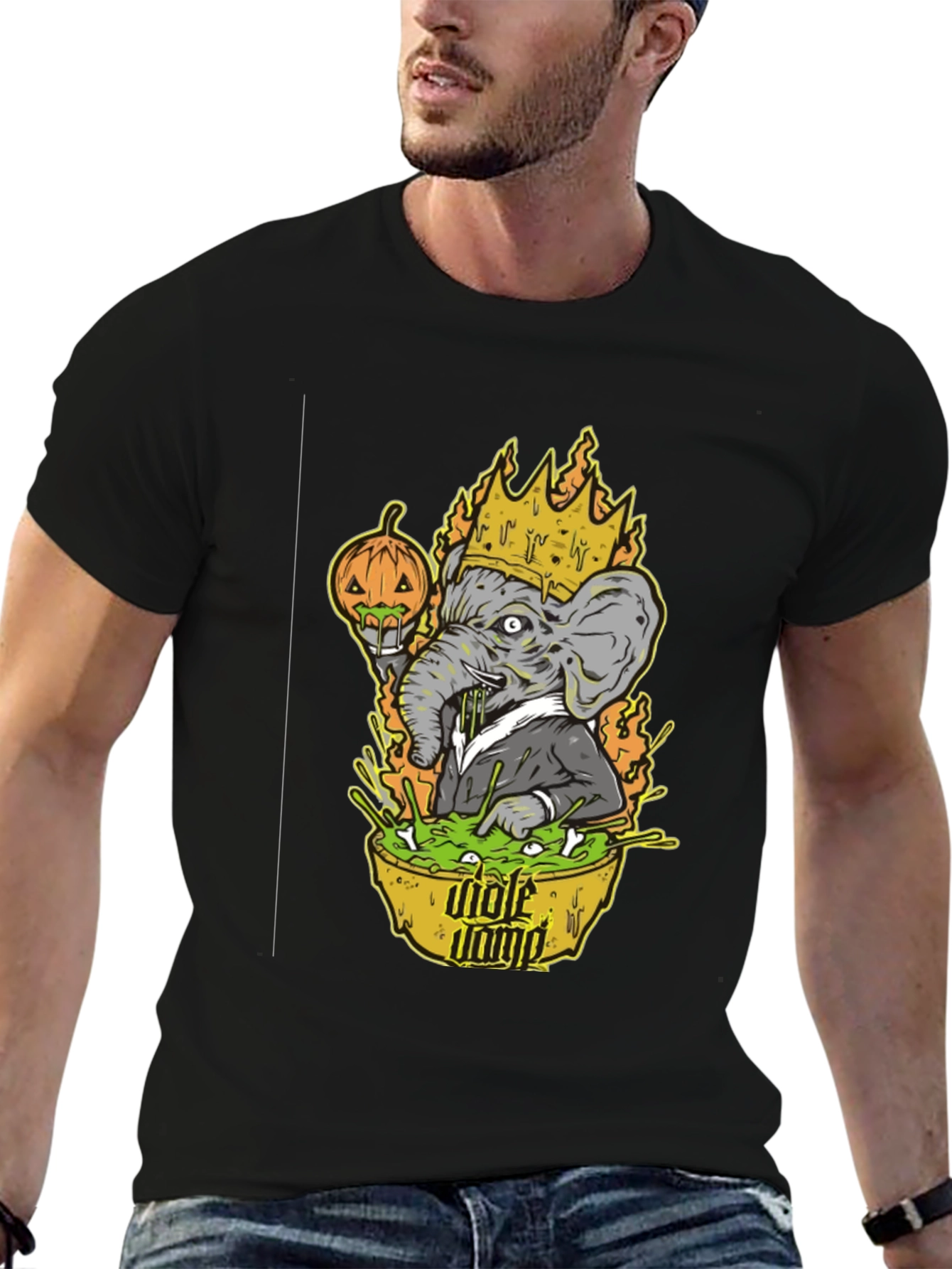 King Elephant Halloween T-Shirt - Mole Dump Graphic Tee