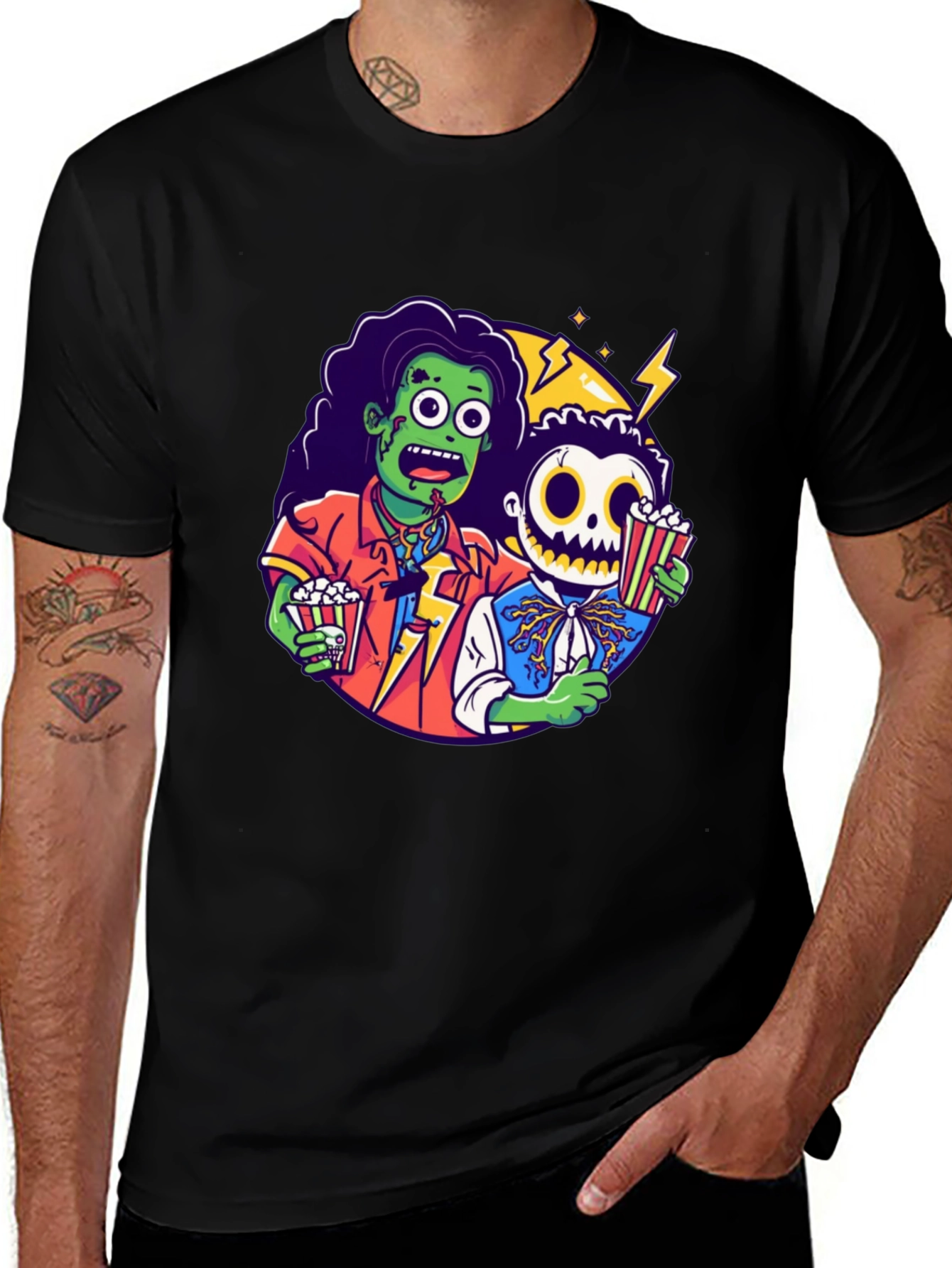 Zombie & Skeleton Halloween Movie T-Shirt