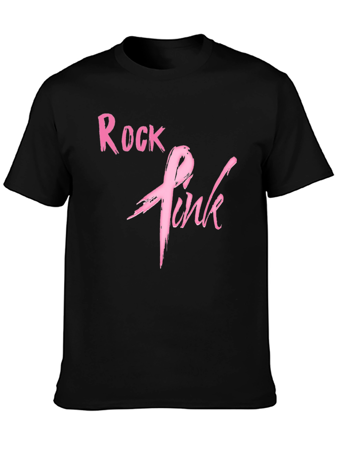 Rock Pink Ribbon Graphic T-Shirt