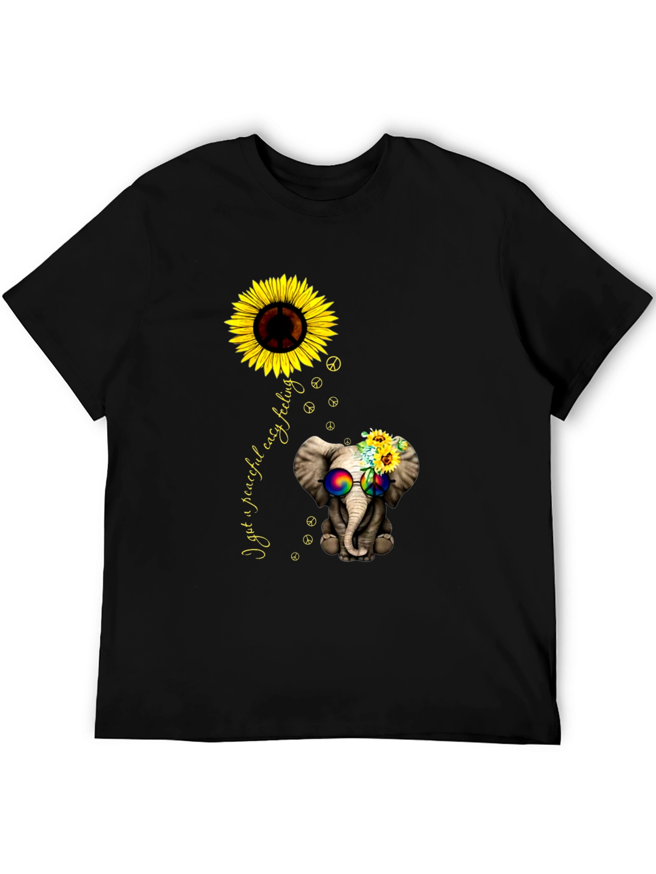 Peaceful Elephant Sunflower Graphic Tee