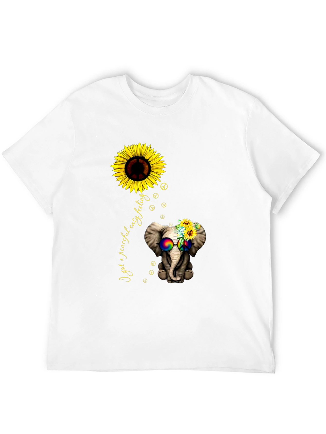 Peaceful Elephant Sunflower Graphic Tee