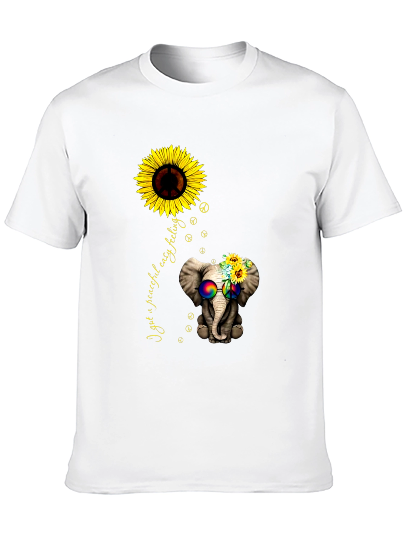 Peaceful Elephant Sunflower Graphic Tee