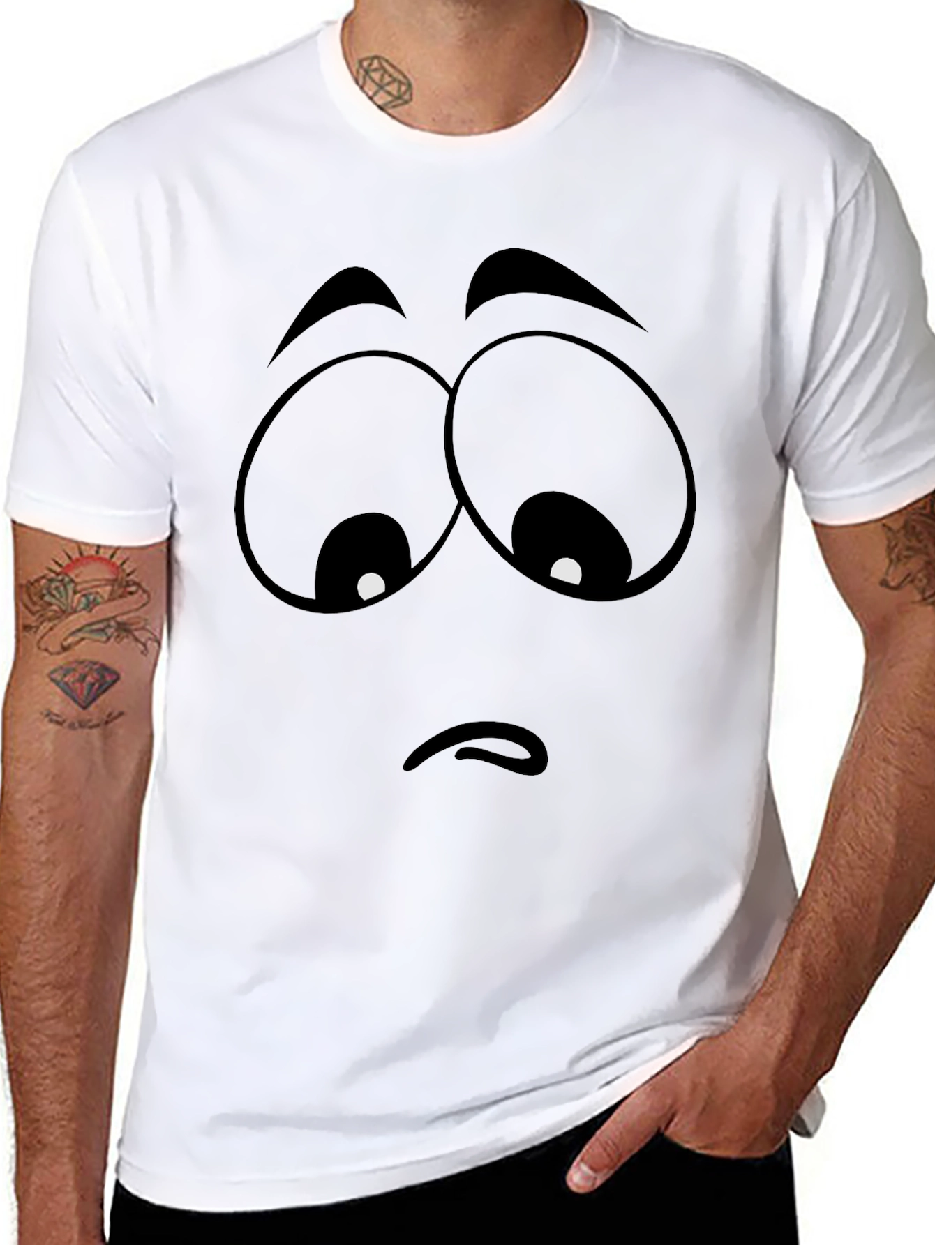 Sad Emoji Graphic Black T-Shirt