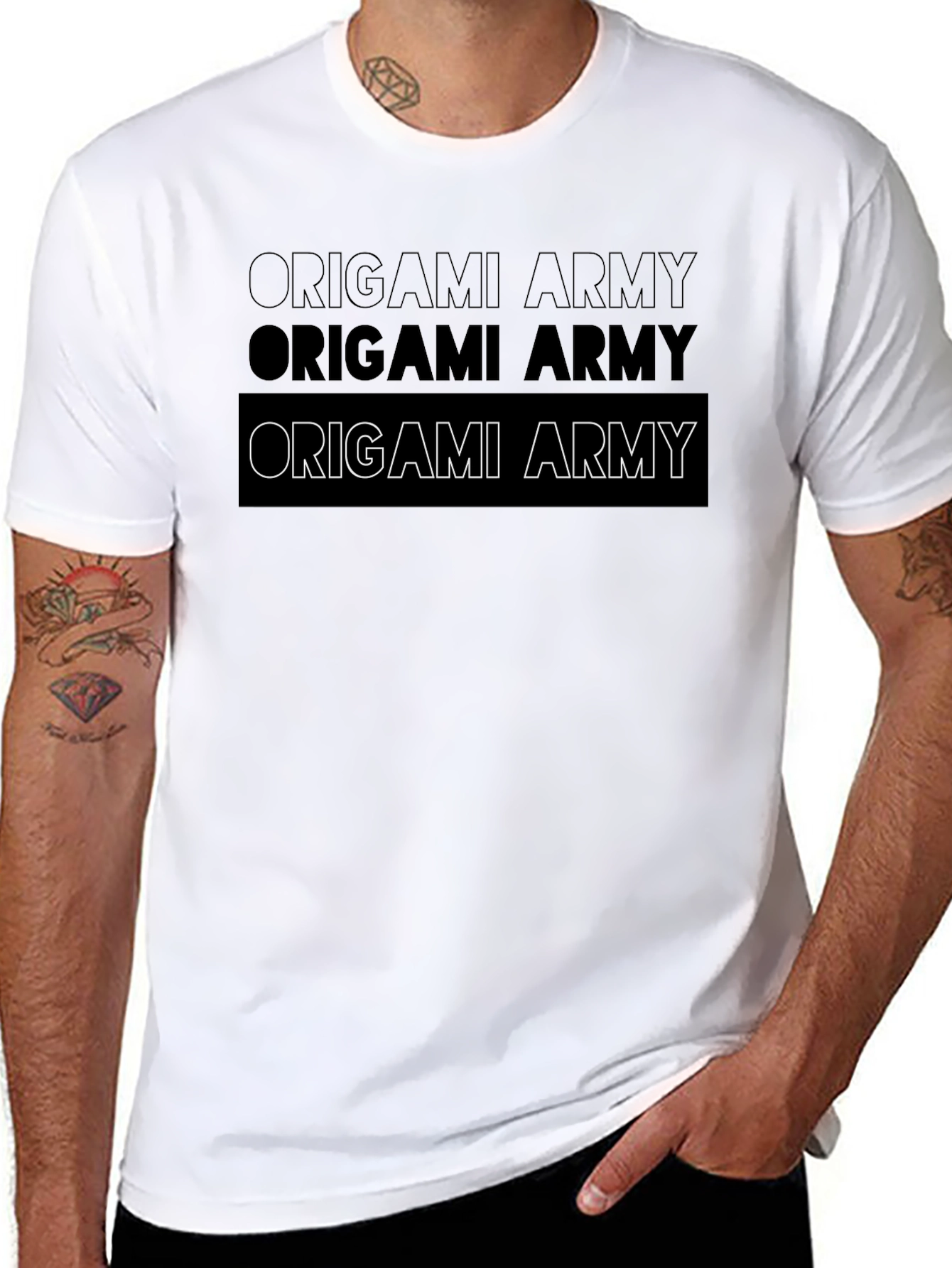 Origami Army Graphic Black T-Shirt