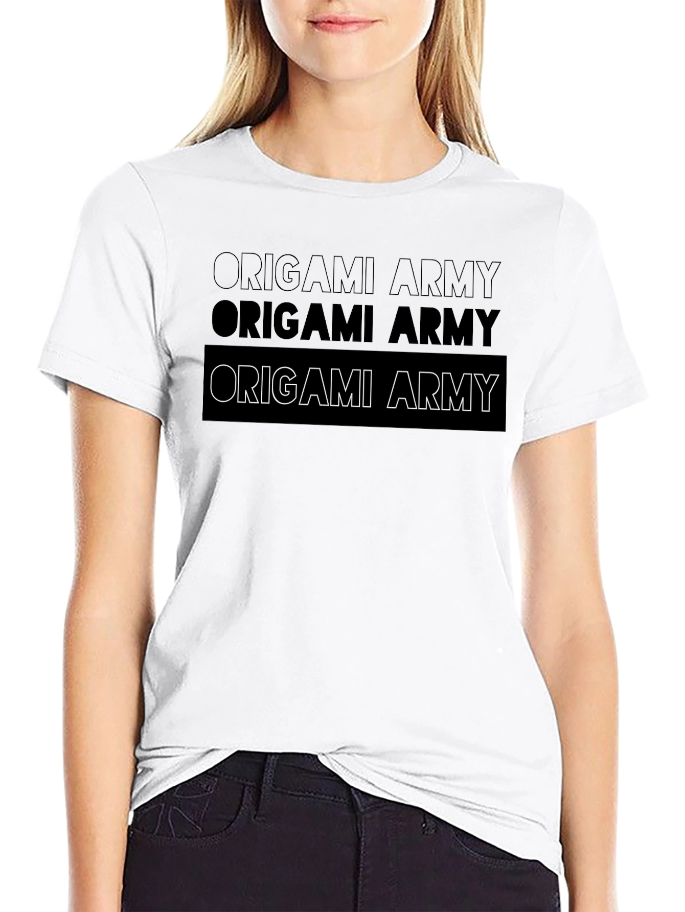 Origami Army Graphic Black T-Shirt