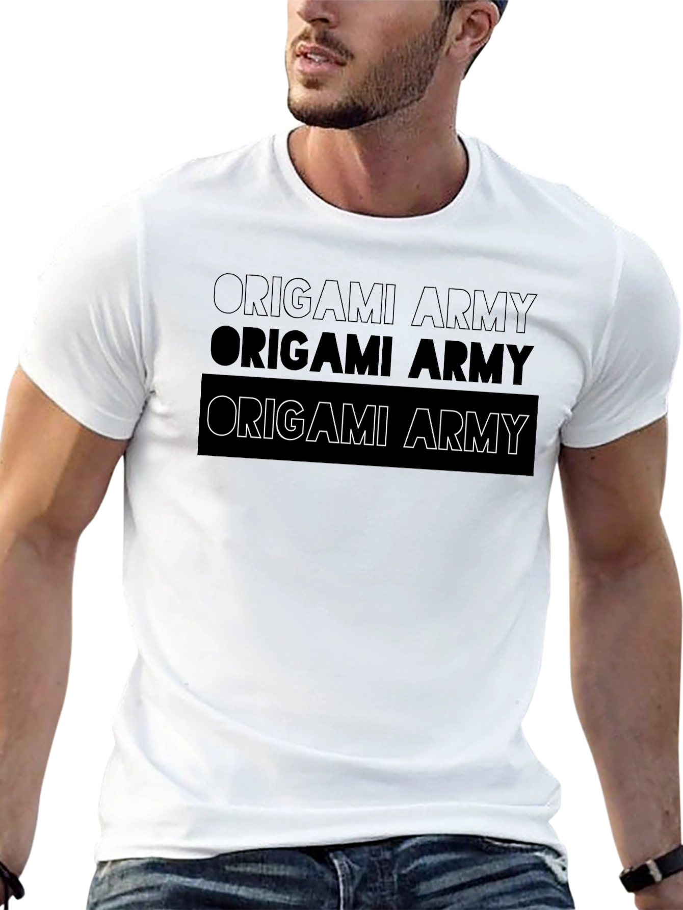 Origami Army Graphic Black T-Shirt