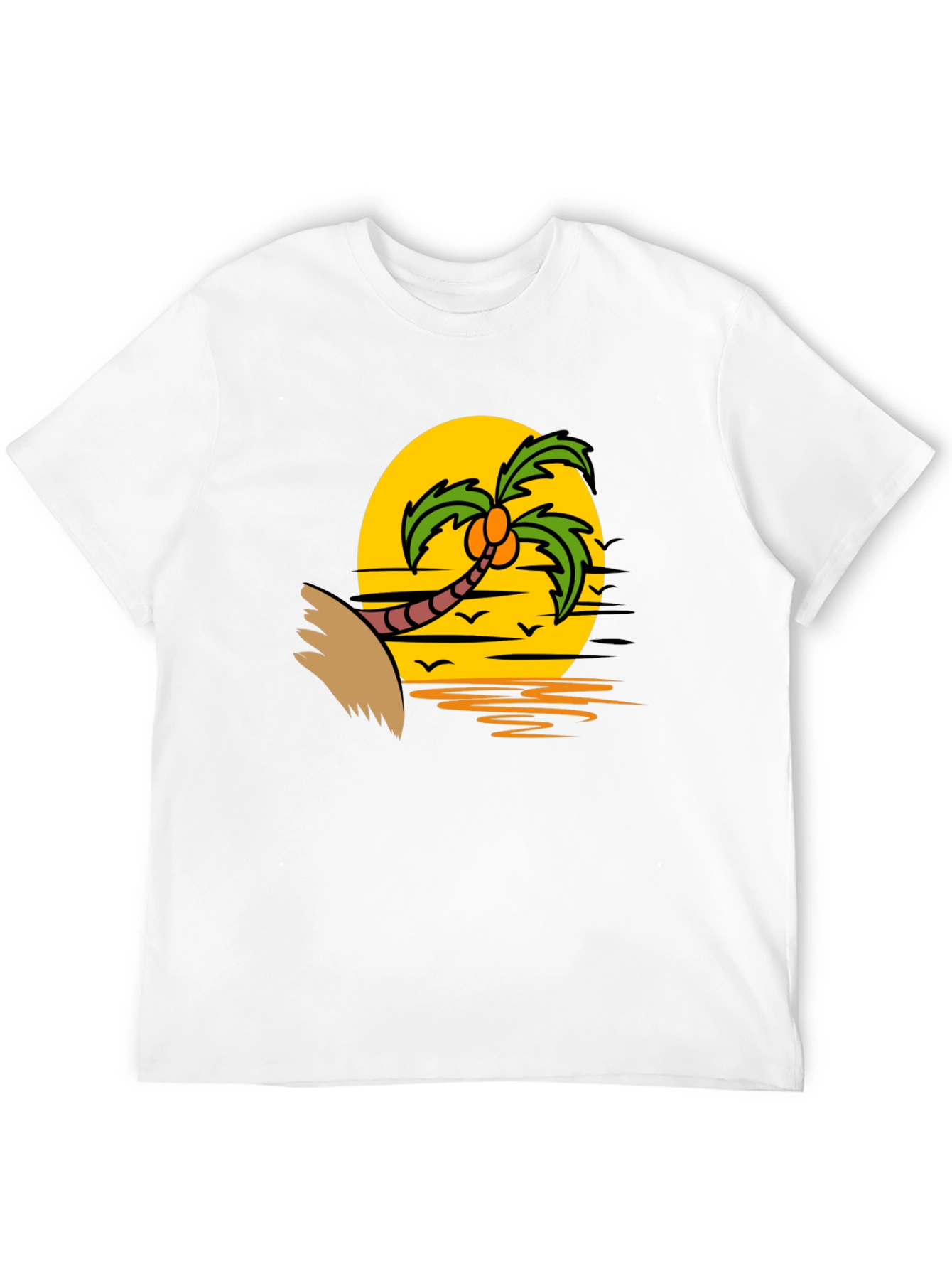 Tropical Sunset Palm Tree Graphic T-Shirt