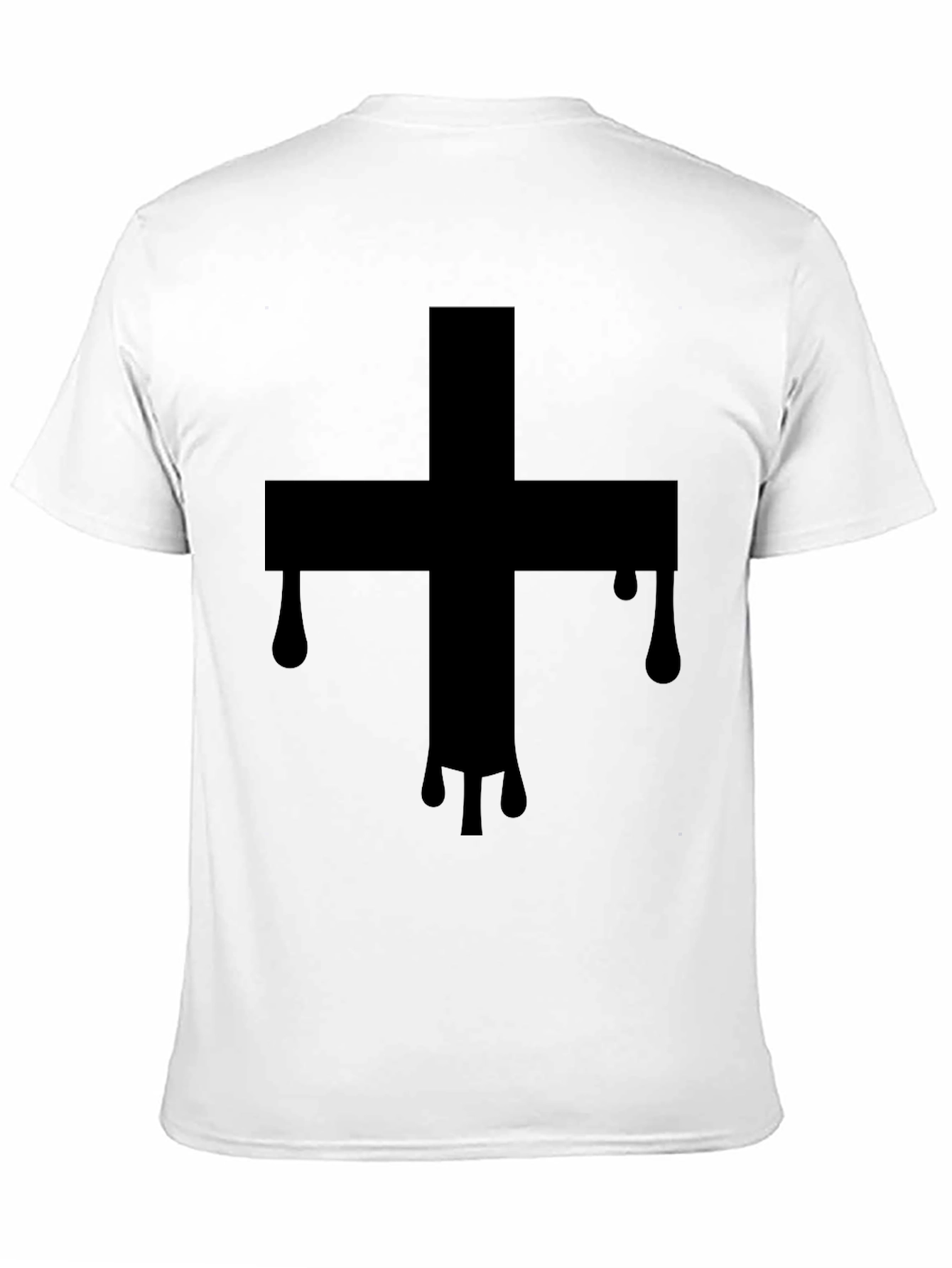 Mens Black T-Shirt with Dripping Cross Graphic